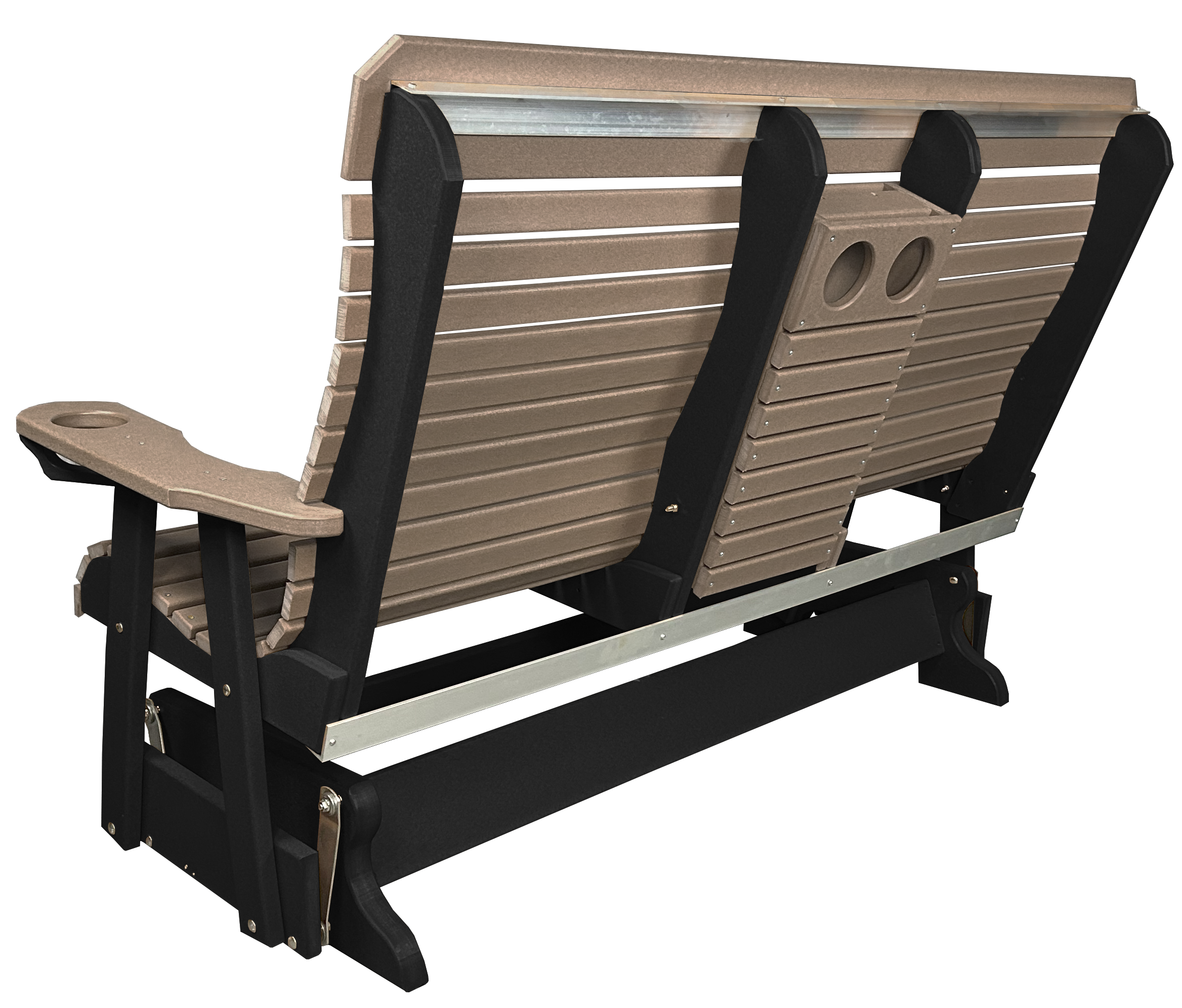 5’ft Rolled Back Loveseat Glider With Fold Down Console