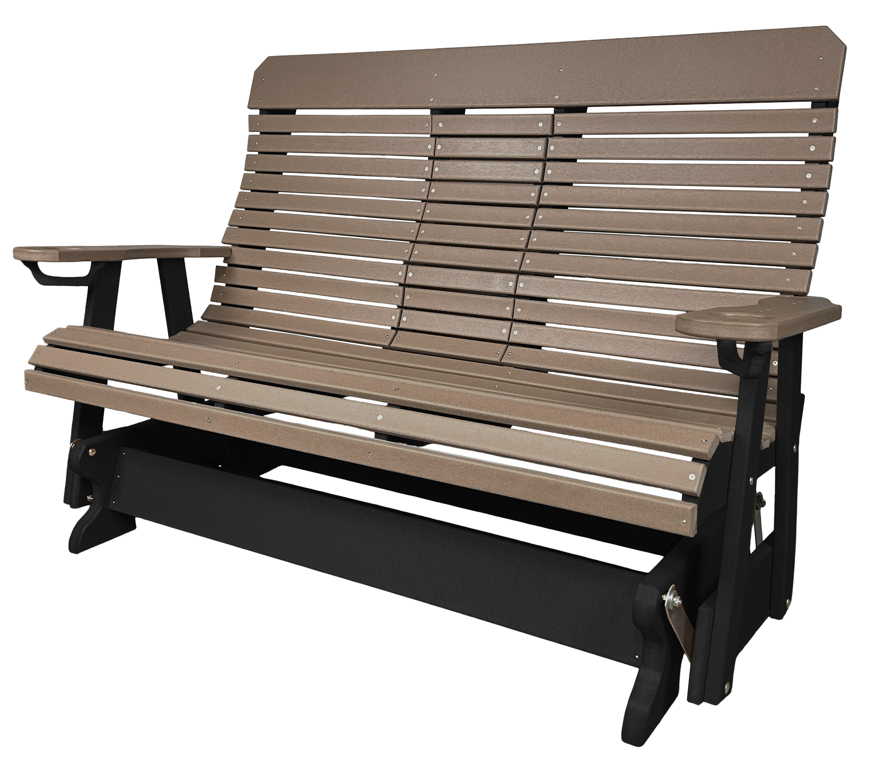 5’ft Rolled Back Loveseat Glider With Fold Down Console