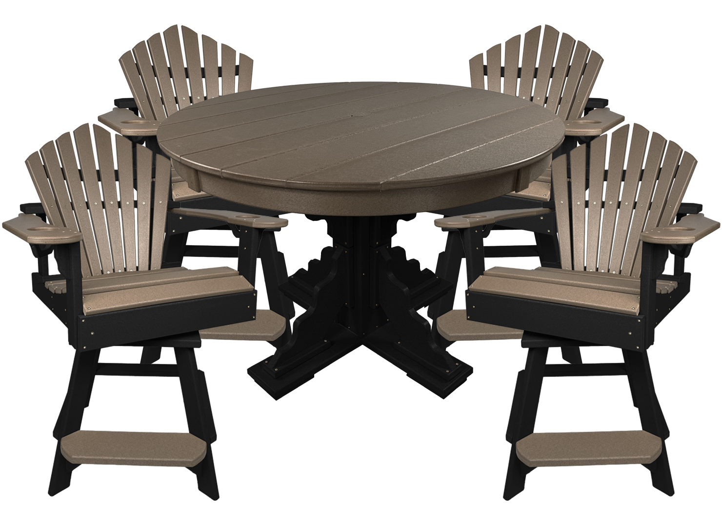 5-Piece 44”rd. Bridgewater Counter Swivels With Built In Cupholders Set