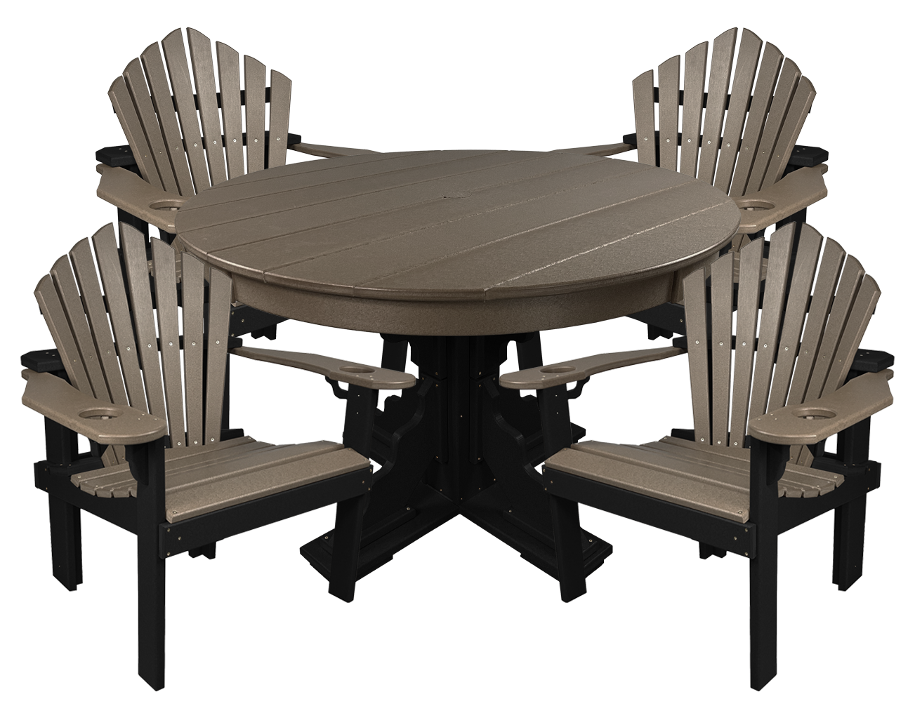 5-Piece 44”rd. Bridgewater Dining Set With Built In Cupholders