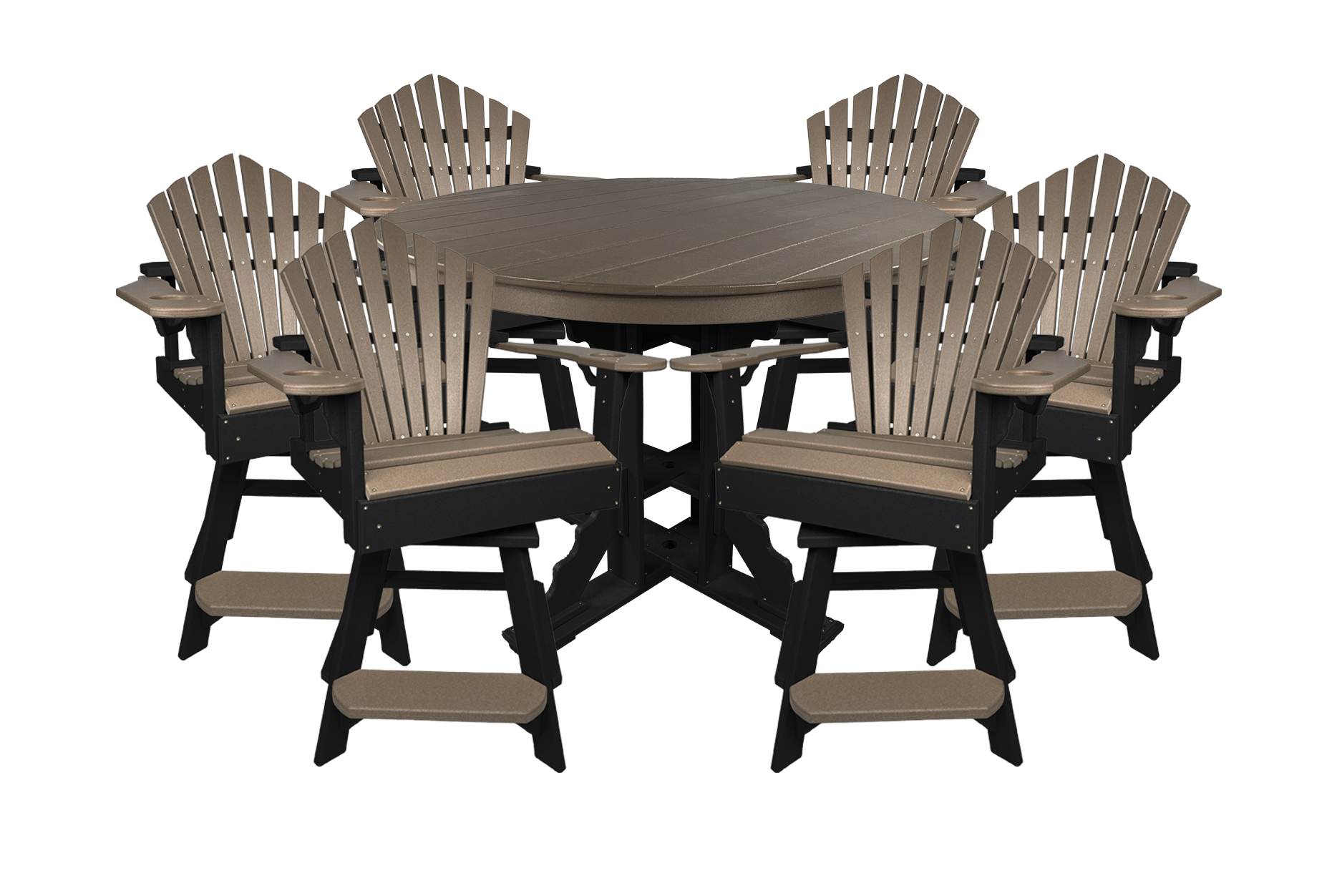 7-Piece 60”rd. Bridgewater Counter Swivels With Built In Cupholders Set