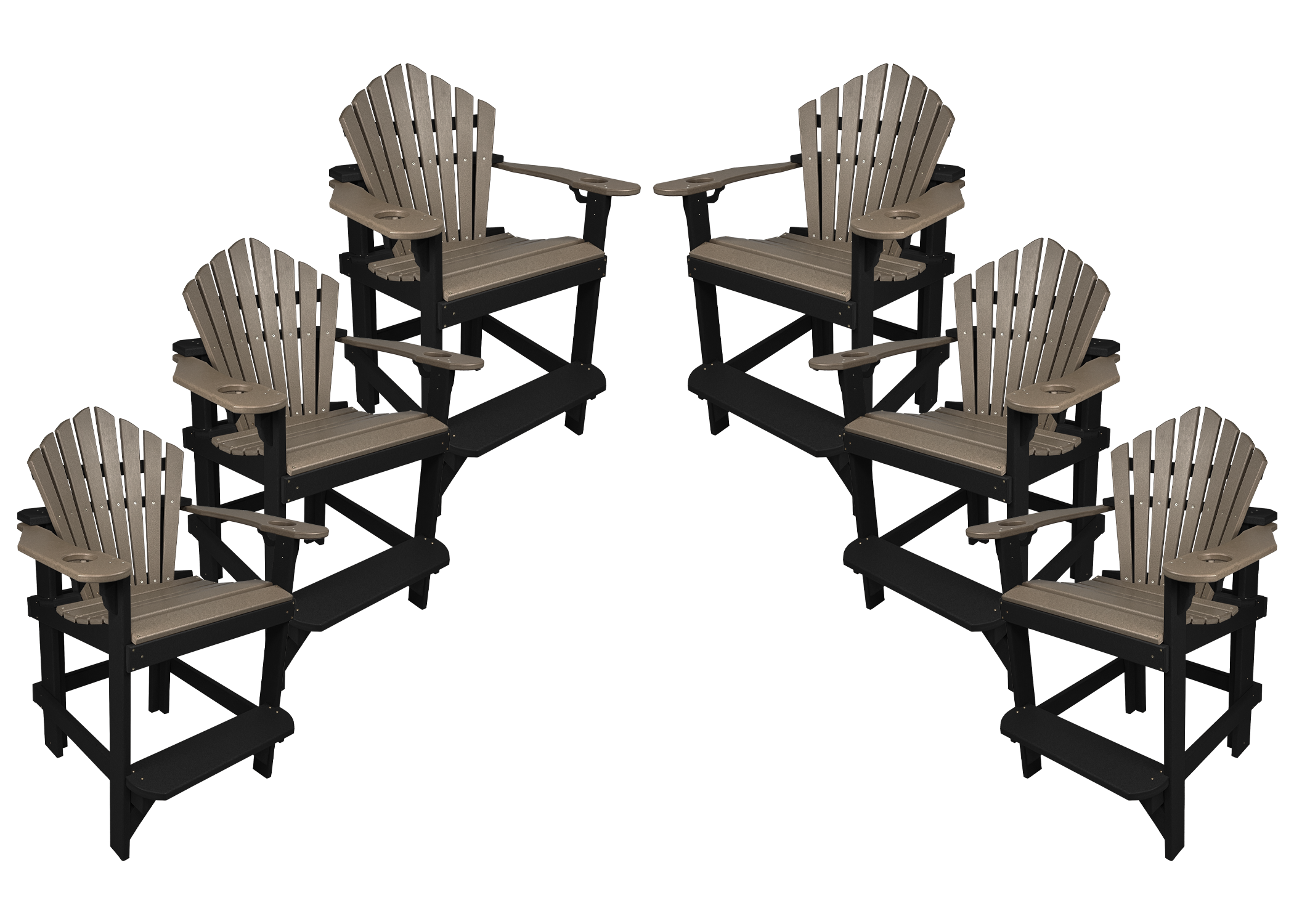 Set of 6 - Bridgewater Counter Chairs With Built In Cupholders