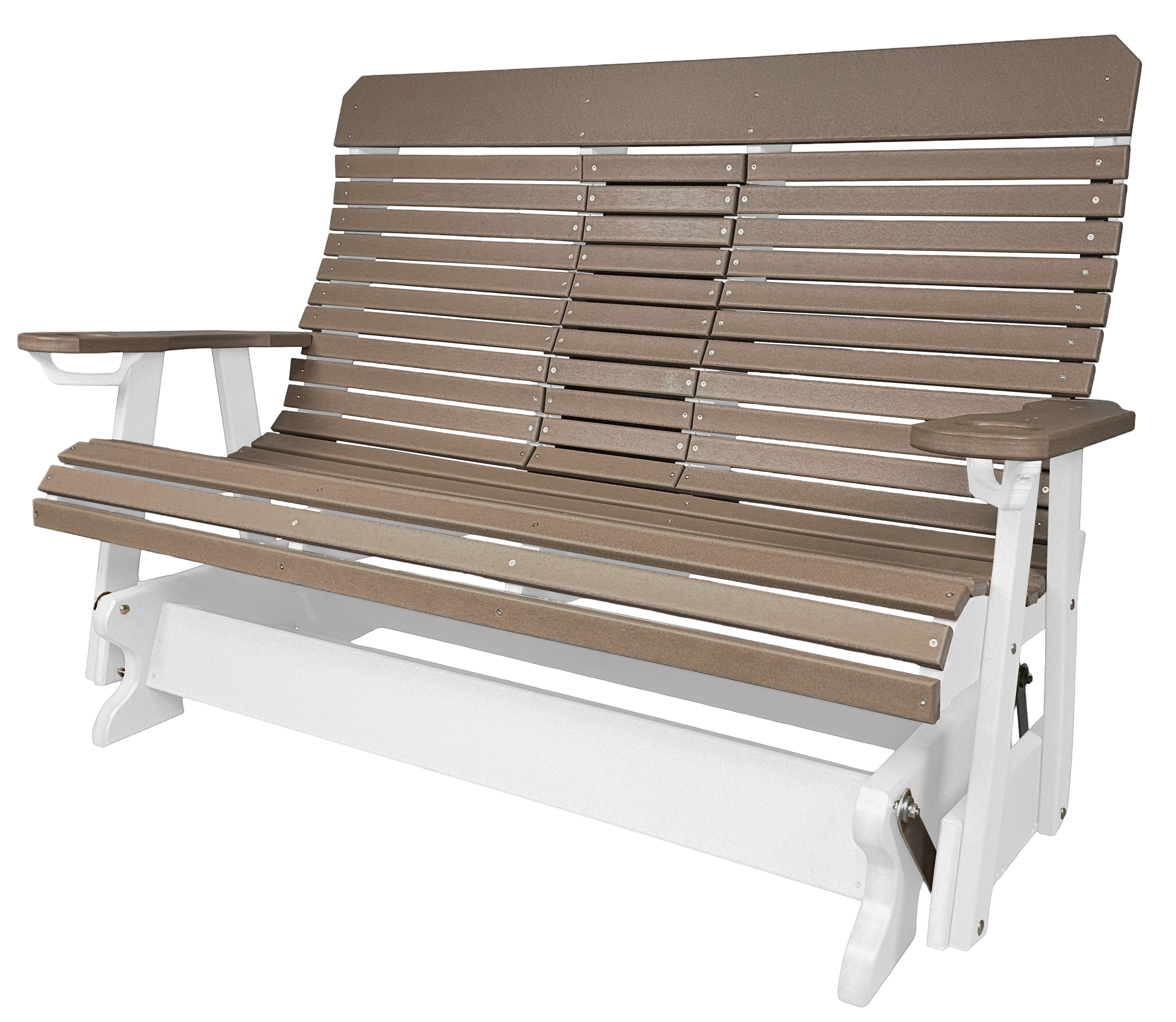 5’ft Rolled Back Loveseat Glider With Fold Down Console