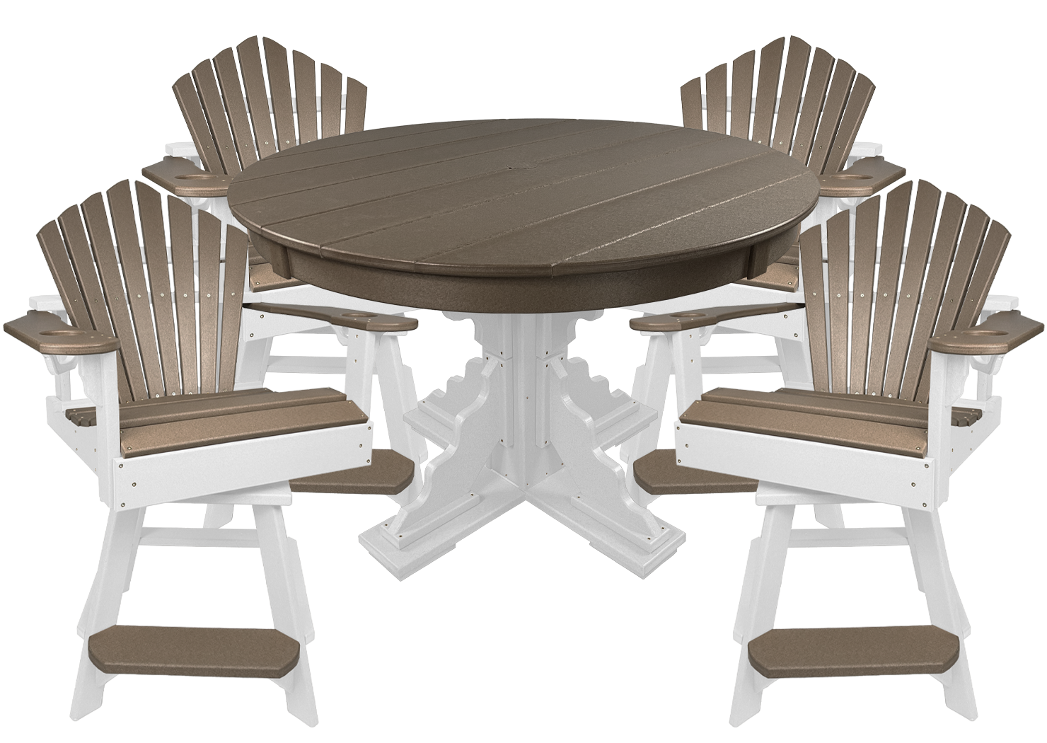 5-Piece 44”rd. Bridgewater Counter Swivels With Built In Cupholders Set