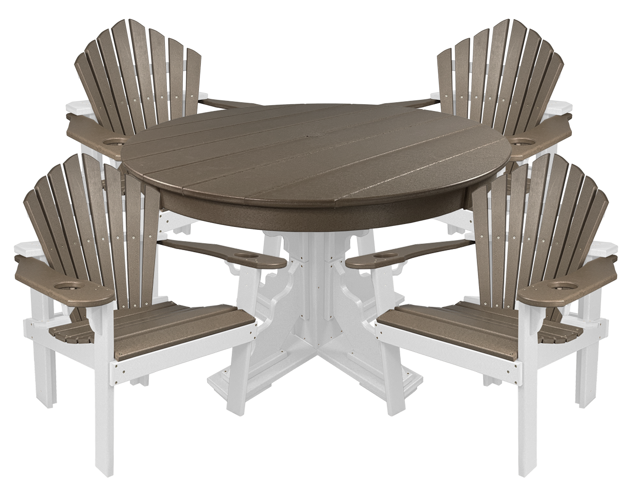 5-Piece 44”rd. Bridgewater Dining Set With Built In Cupholders