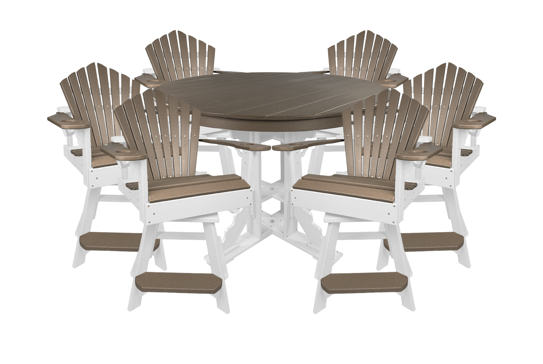 7-Piece 60”rd. Bridgewater Counter Swivels With Built In Cupholders Set
