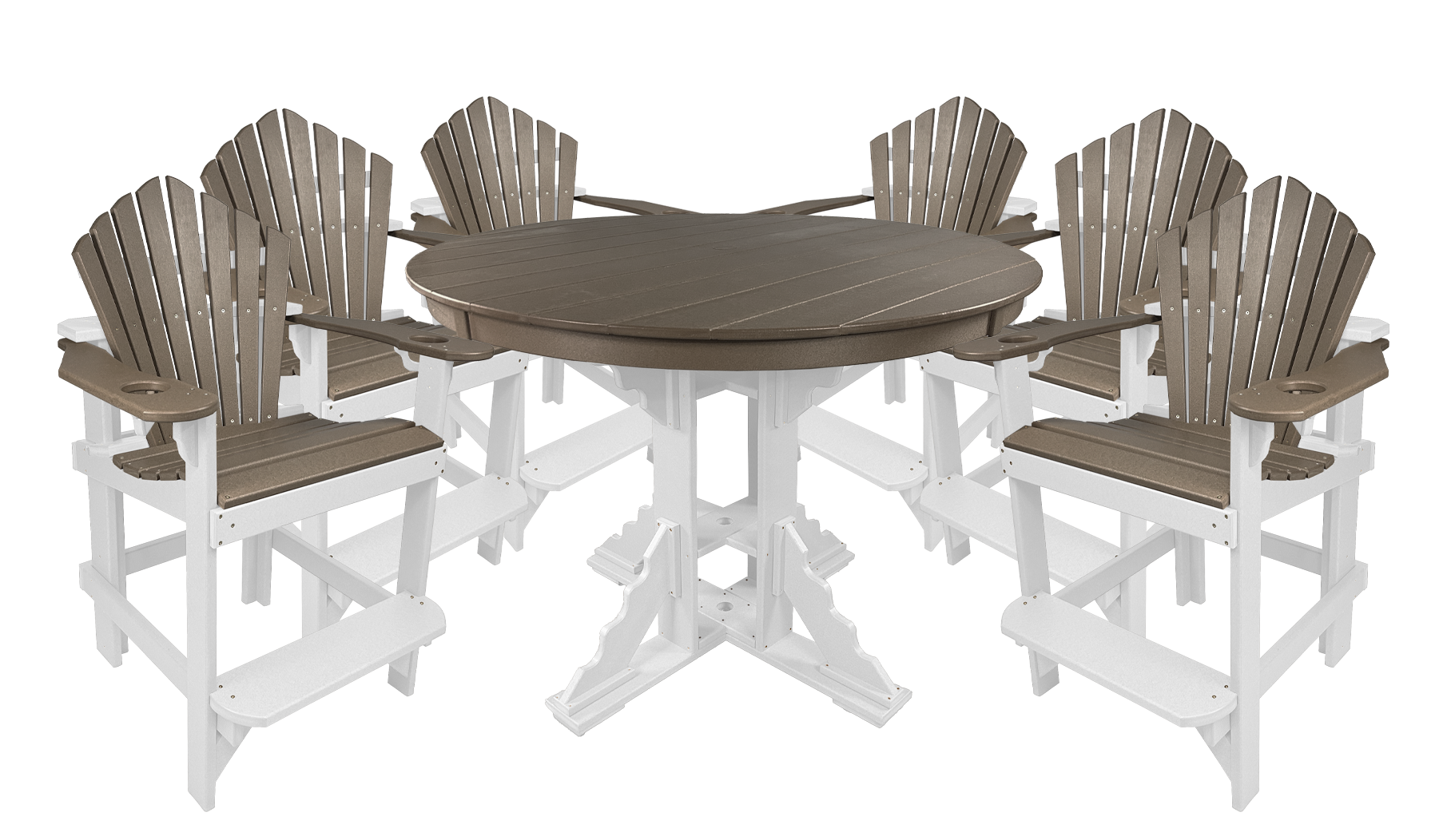7-Piece 60”rd. Bridgewater Counter Set With Built In Cupholders