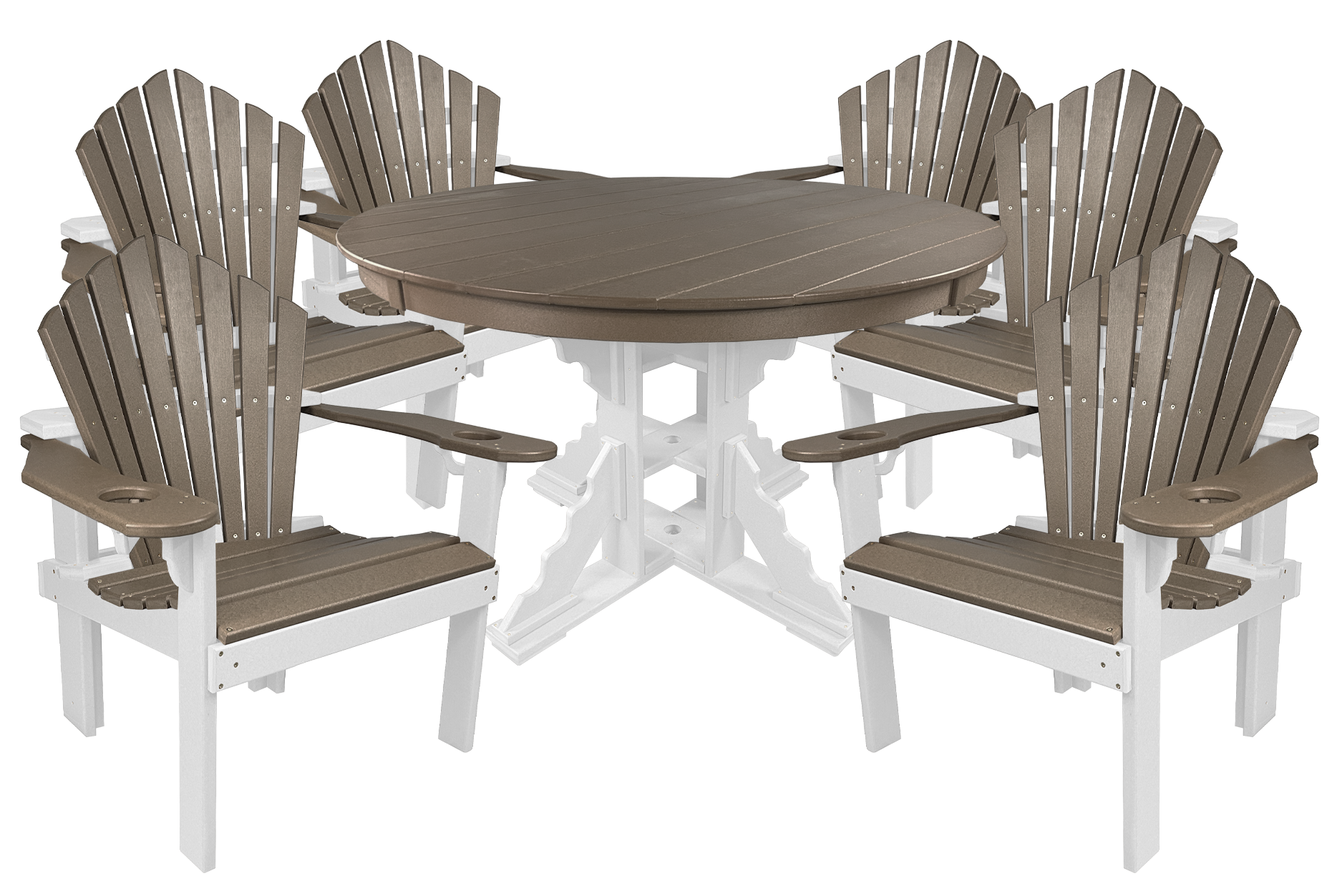 7-Piece 60”rd. Bridgewater Dining Set With Built In Cupholders