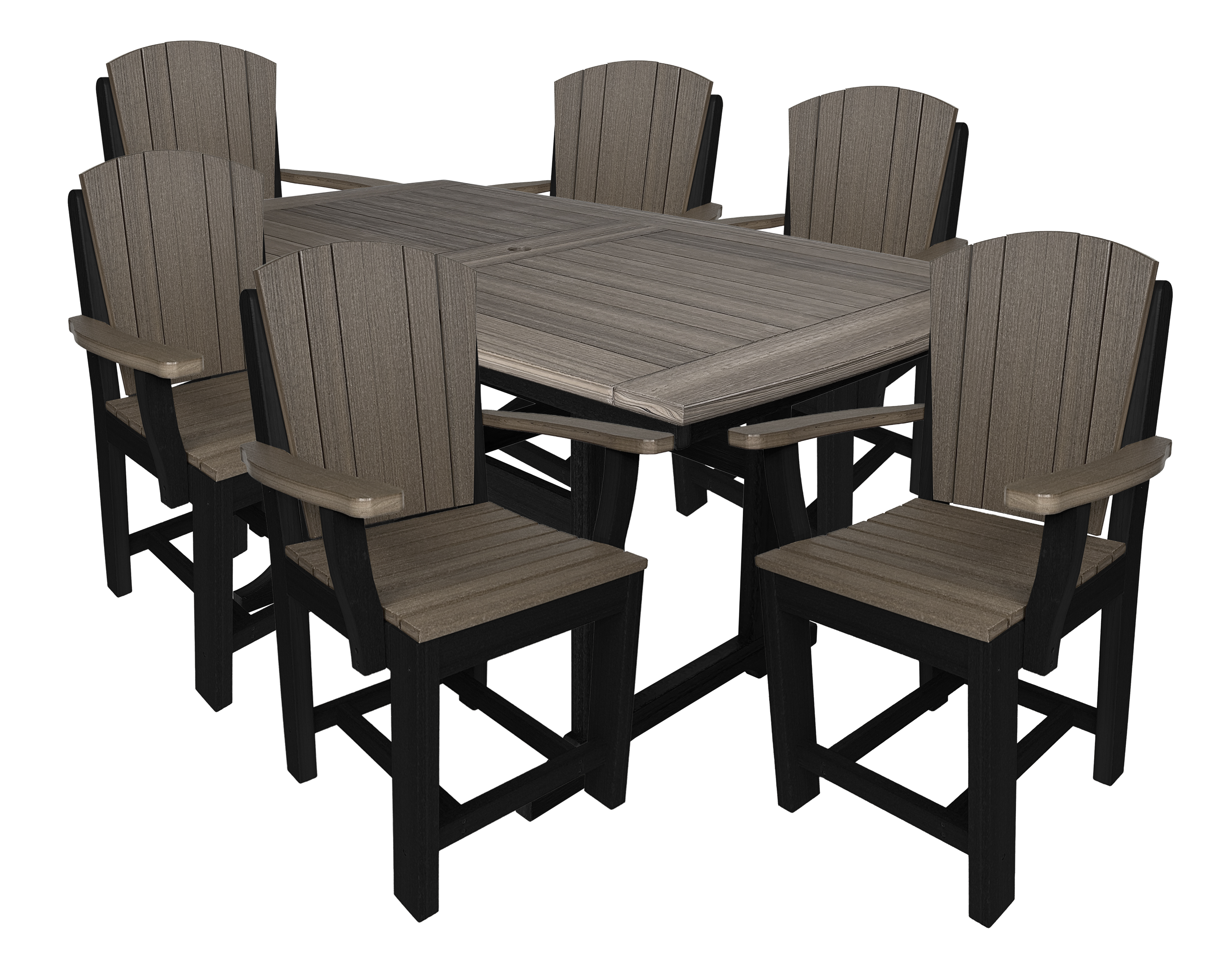 7-Piece Plantation Dining Set With 6 Arm Chairs
