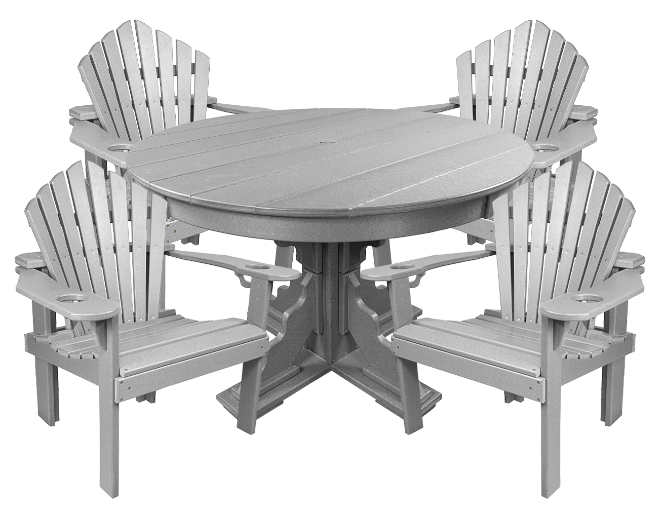 5-Piece 44”rd. Bridgewater Dining Set With Built In Cupholders