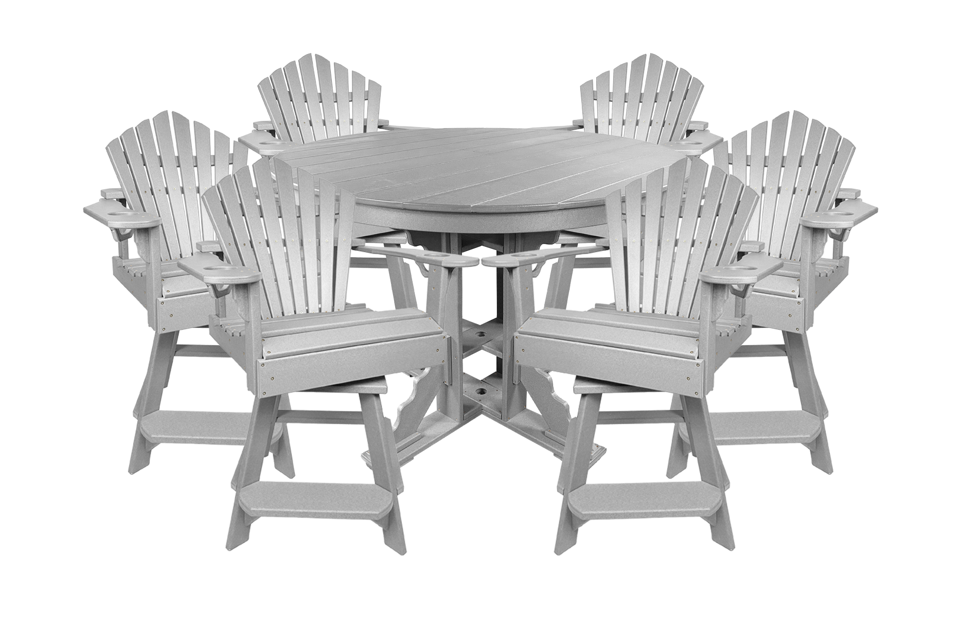 7-Piece 60”rd. Bridgewater Counter Swivels With Built In Cupholders Set