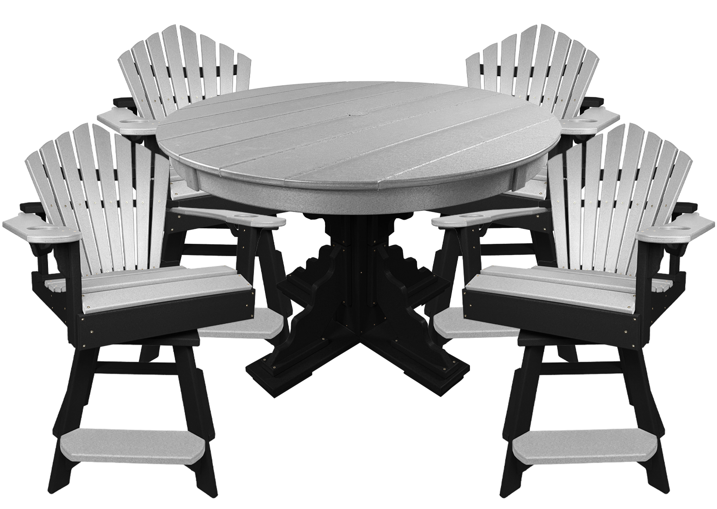 5-Piece 44”rd. Bridgewater Counter Swivels With Built In Cupholders Set