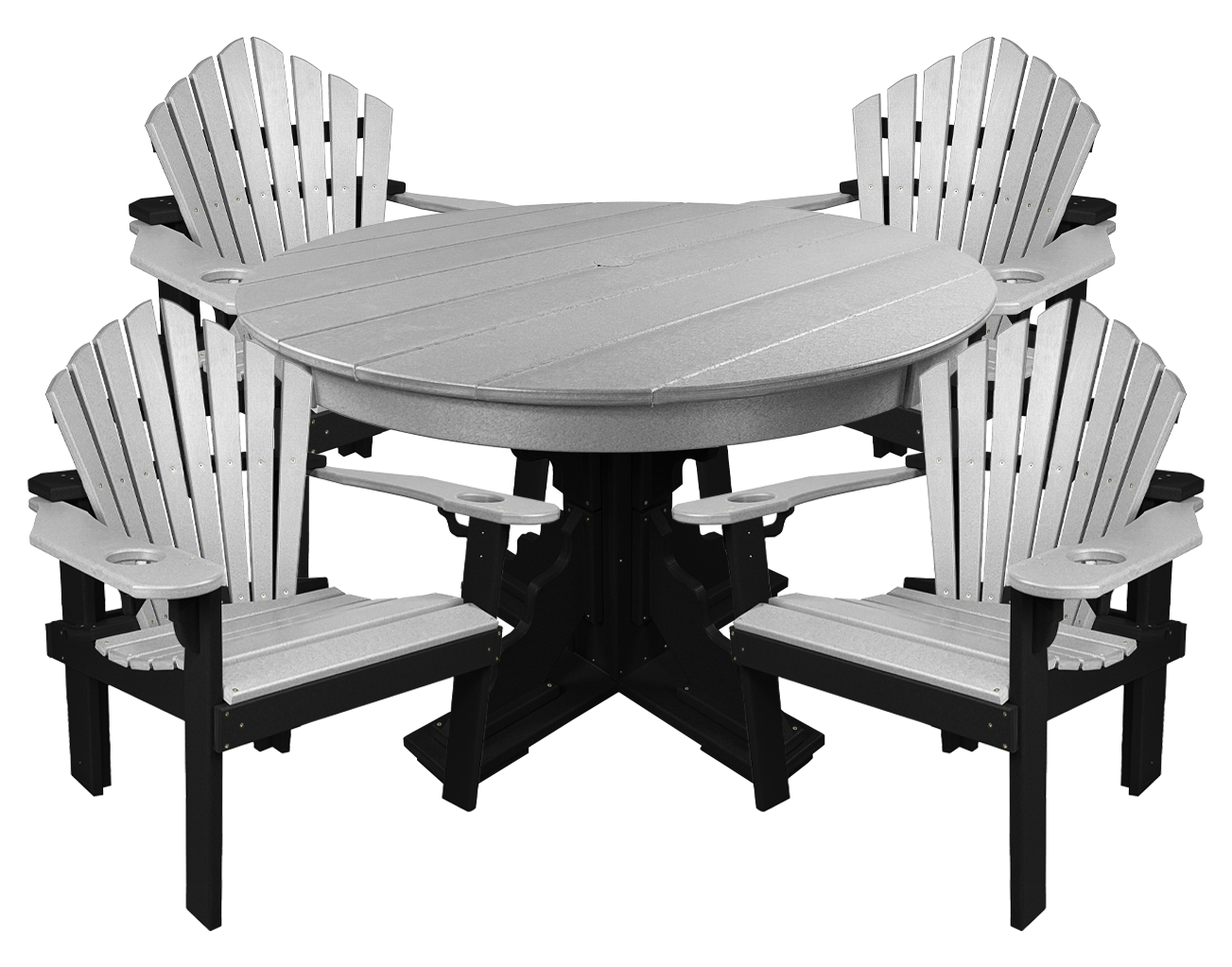 5-Piece 44”rd. Bridgewater Dining Set With Built In Cupholders
