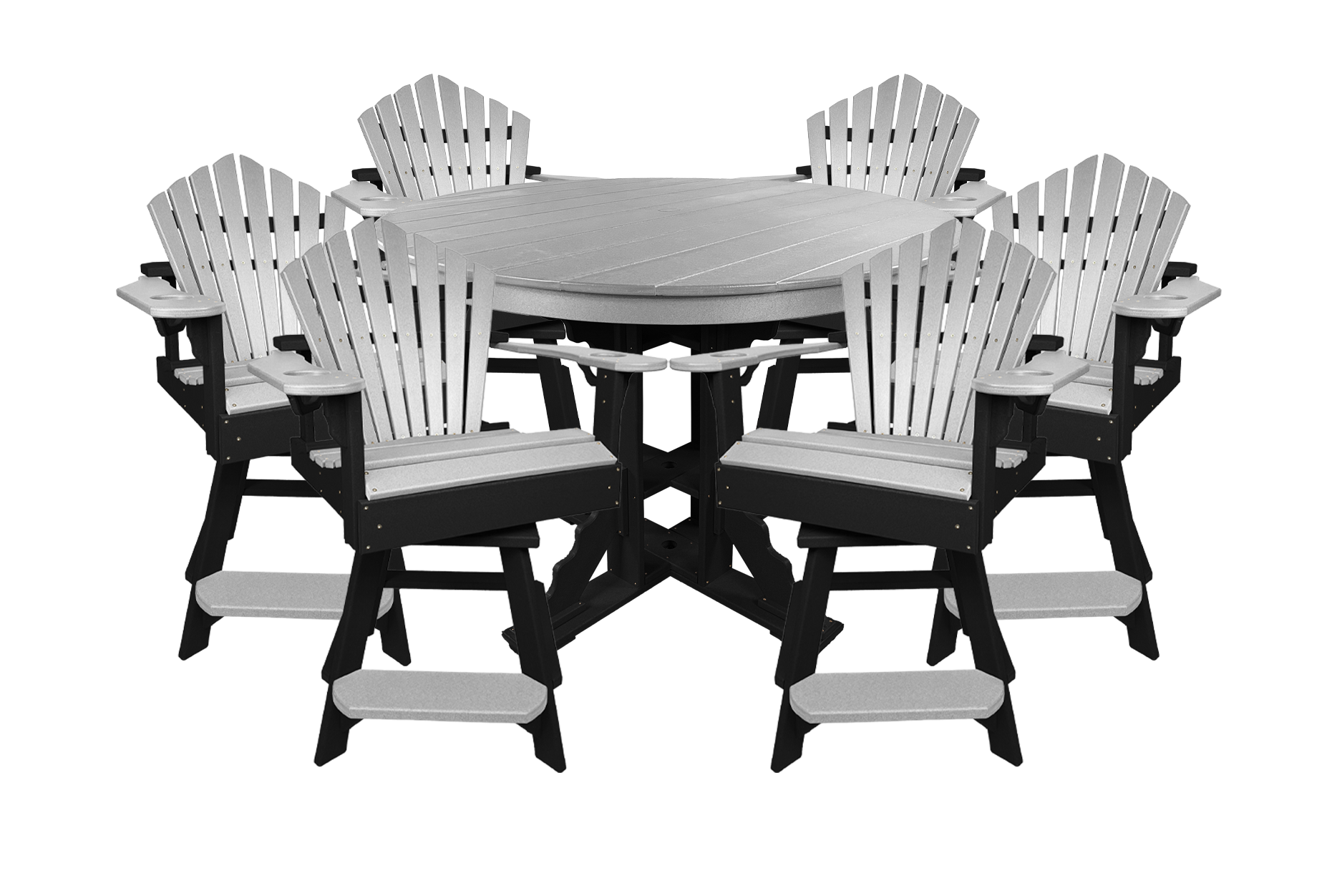 7-Piece 60”rd. Bridgewater Counter Swivels With Built In Cupholders Set