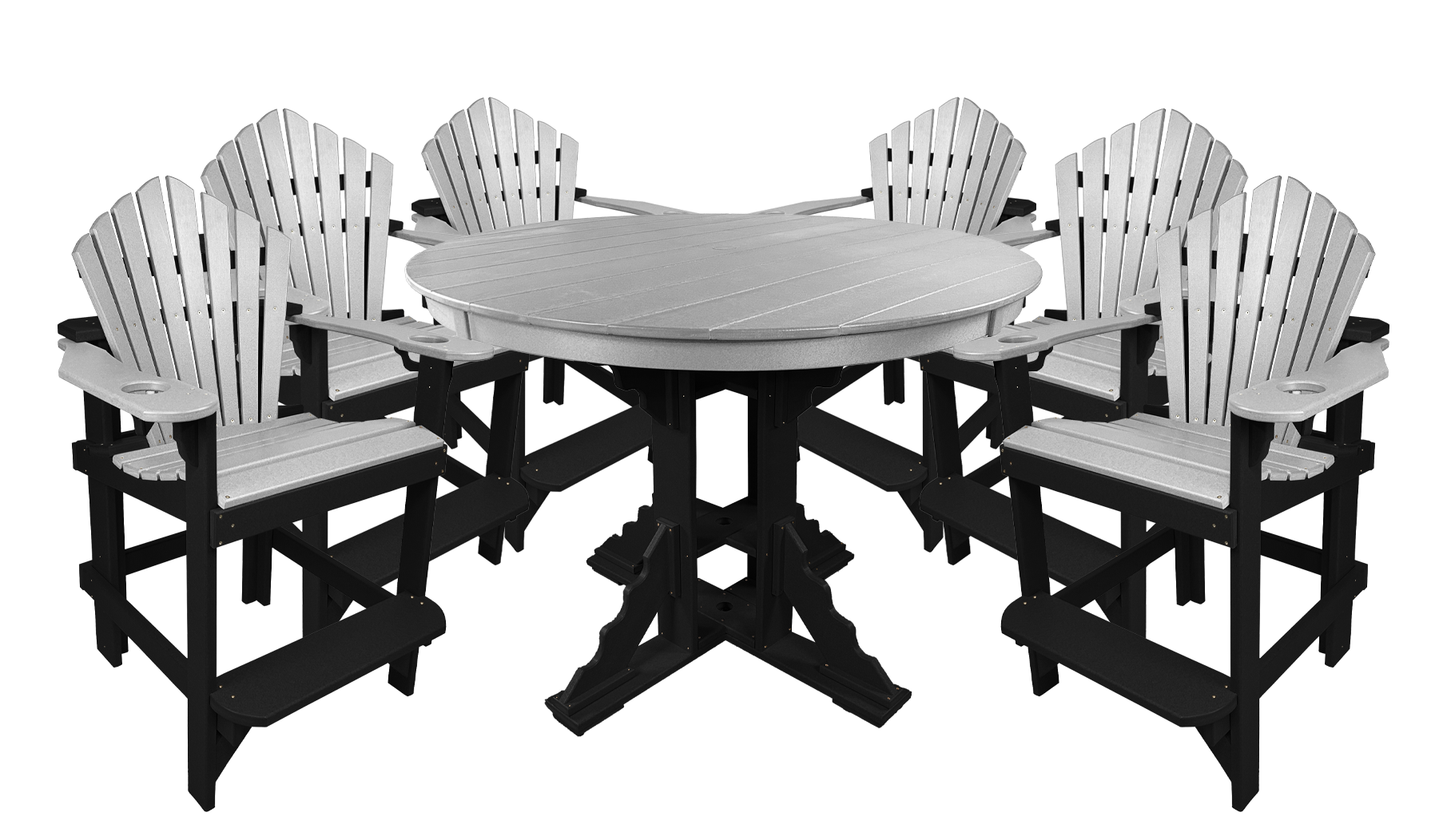 7-Piece 60”rd. Bridgewater Counter Set With Built In Cupholders