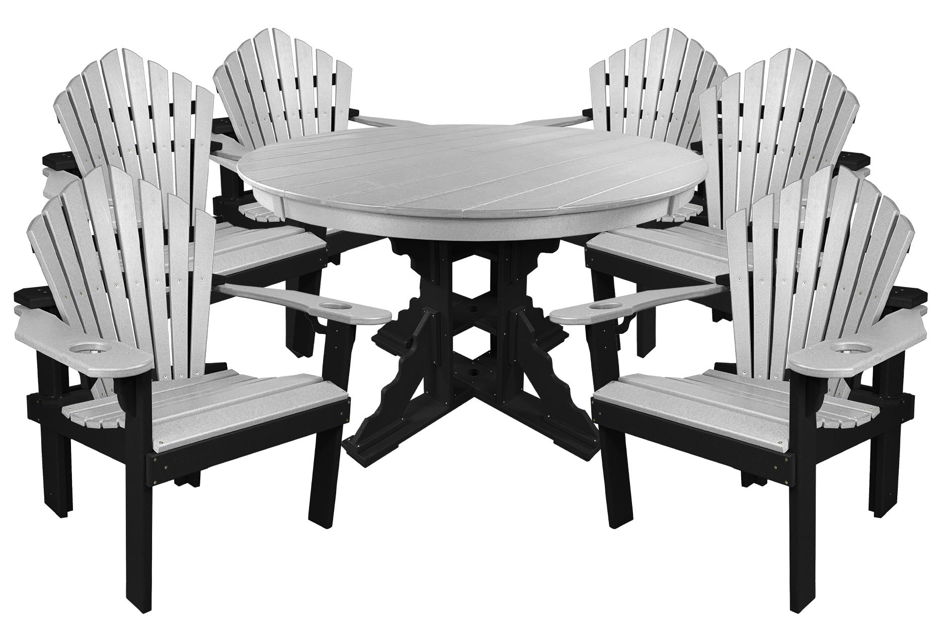 7-Piece 60”rd. Bridgewater Dining Set With Built In Cupholders