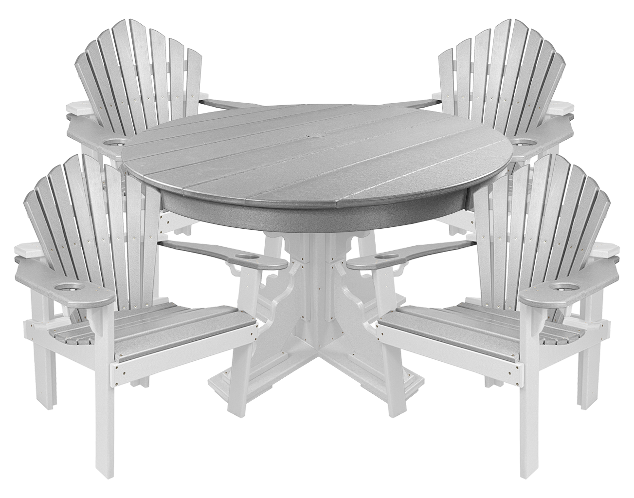 5-Piece 44”rd. Bridgewater Dining Set With Built In Cupholders