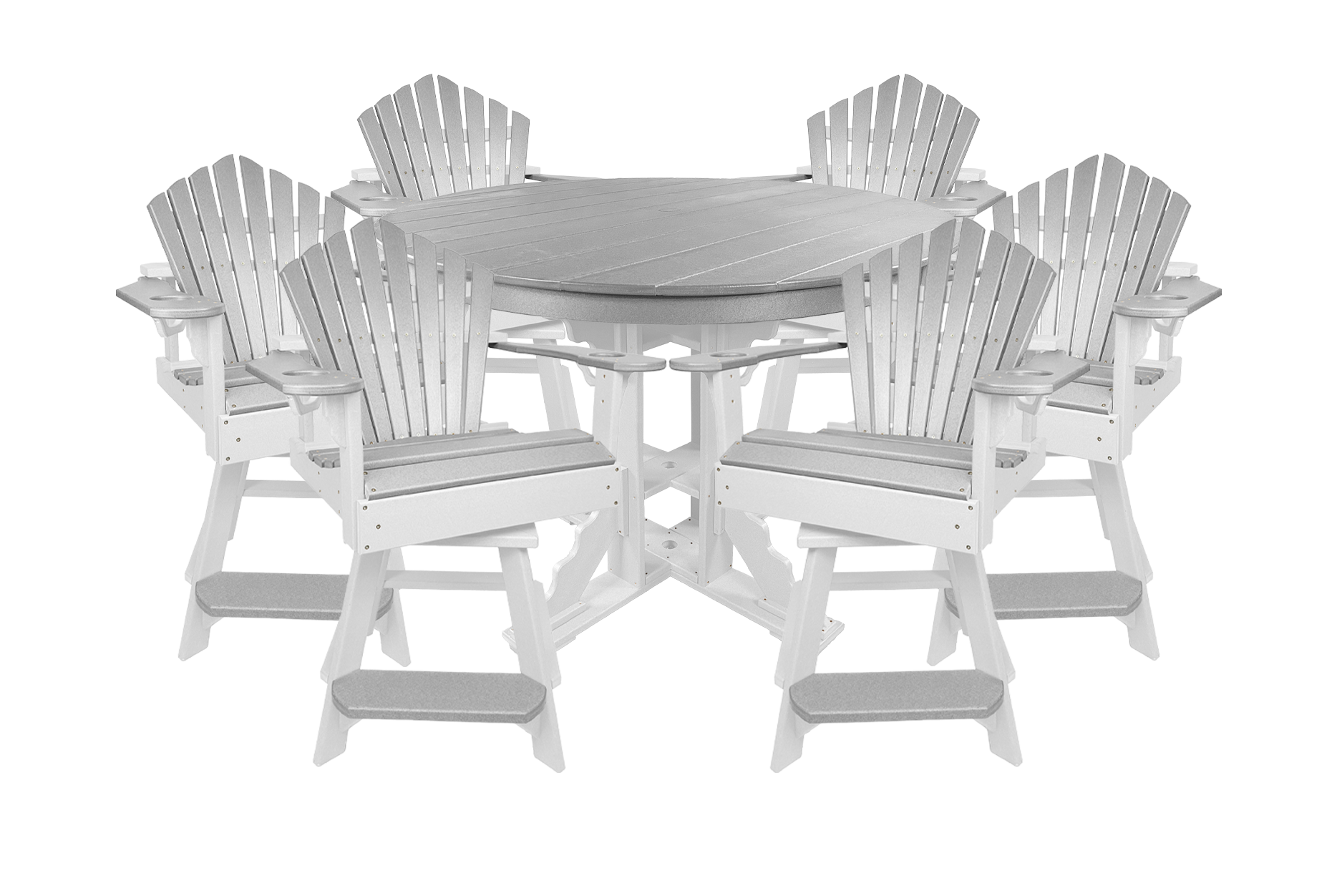 7-Piece 60”rd. Bridgewater Counter Swivels With Built In Cupholders Set
