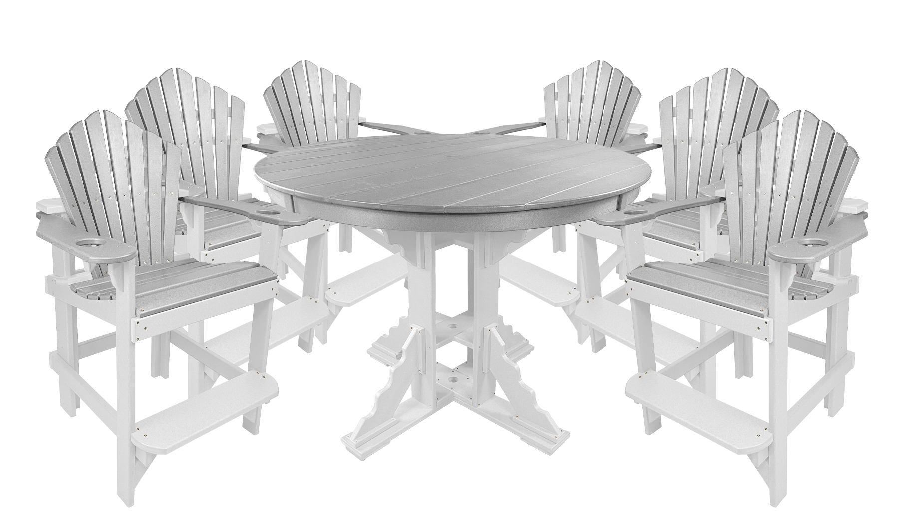 7-Piece 60”rd. Bridgewater Counter Set With Built In Cupholders