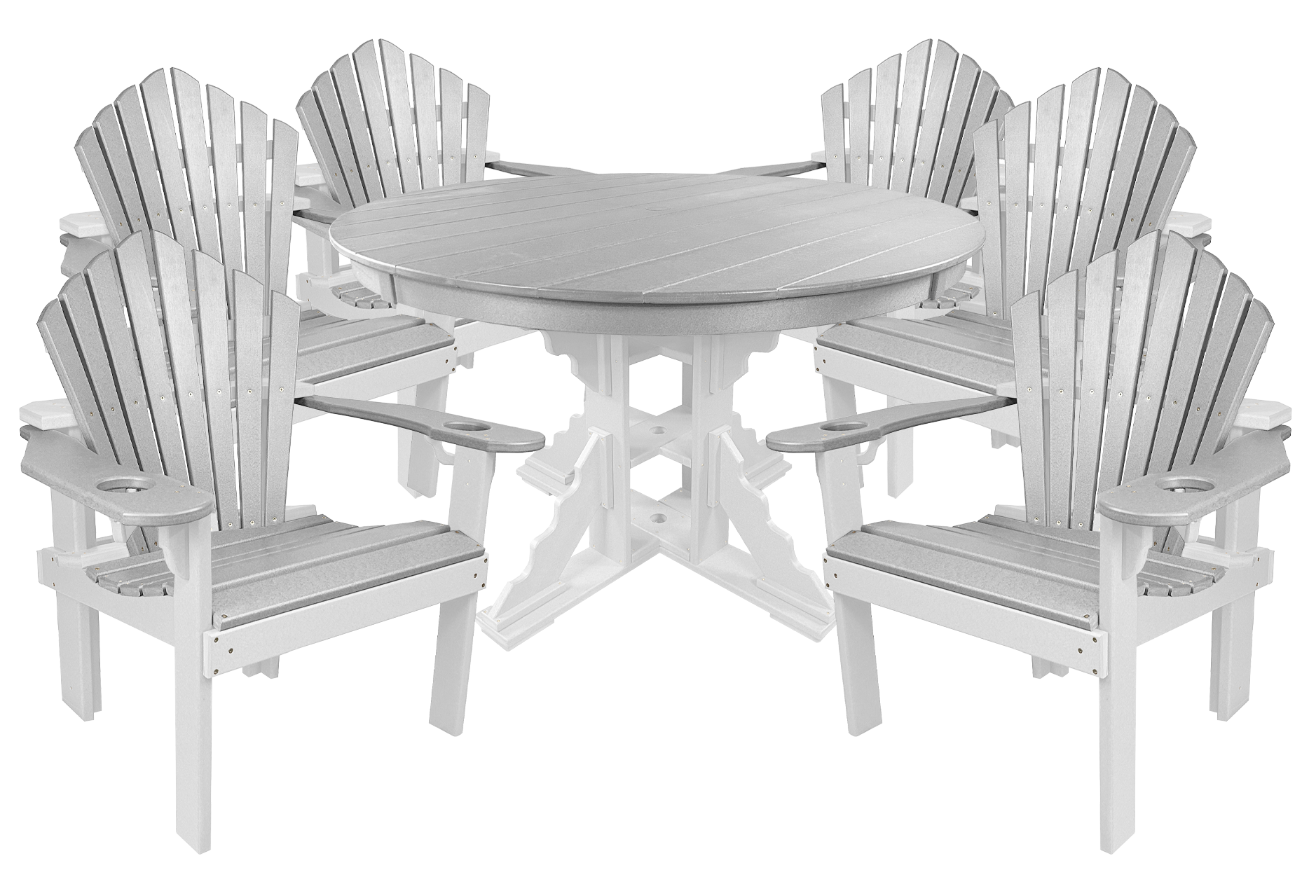 7-Piece 60”rd. Bridgewater Dining Set With Built In Cupholders