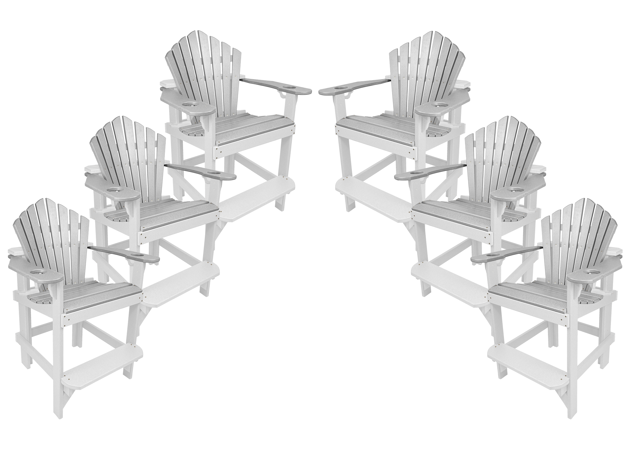 Set of 6 - Bridgewater Counter Chairs With Built In Cupholders