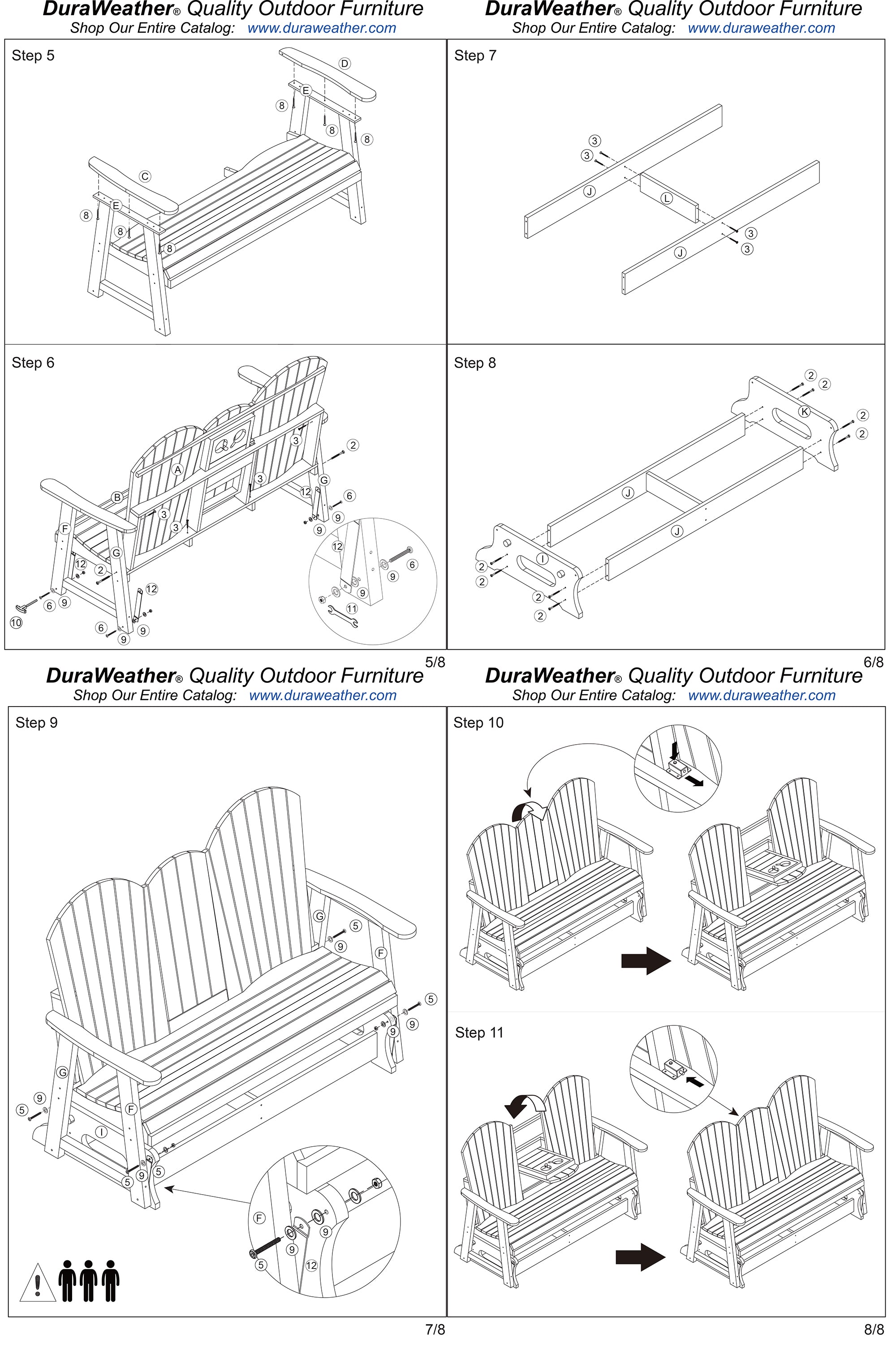 Classic Adirondack 5'ft Glider Console with Cupholders
