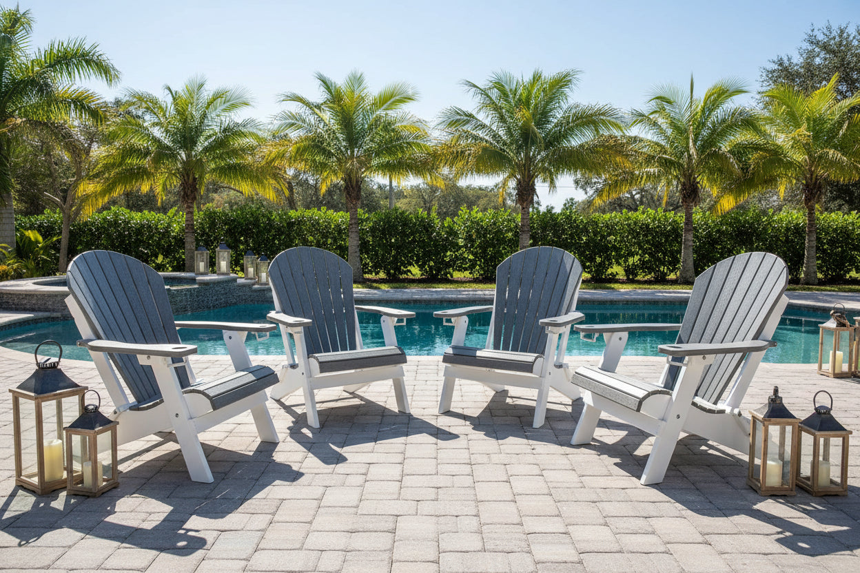 Set of 4 Folding Adirondack Chairs With Built-in Cup Holders King Size