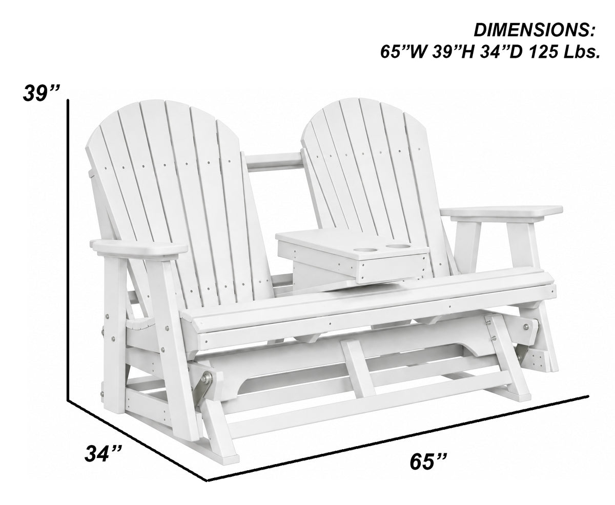 Adirondack 5'ft Glider With Flip-Down Console with Cupholders