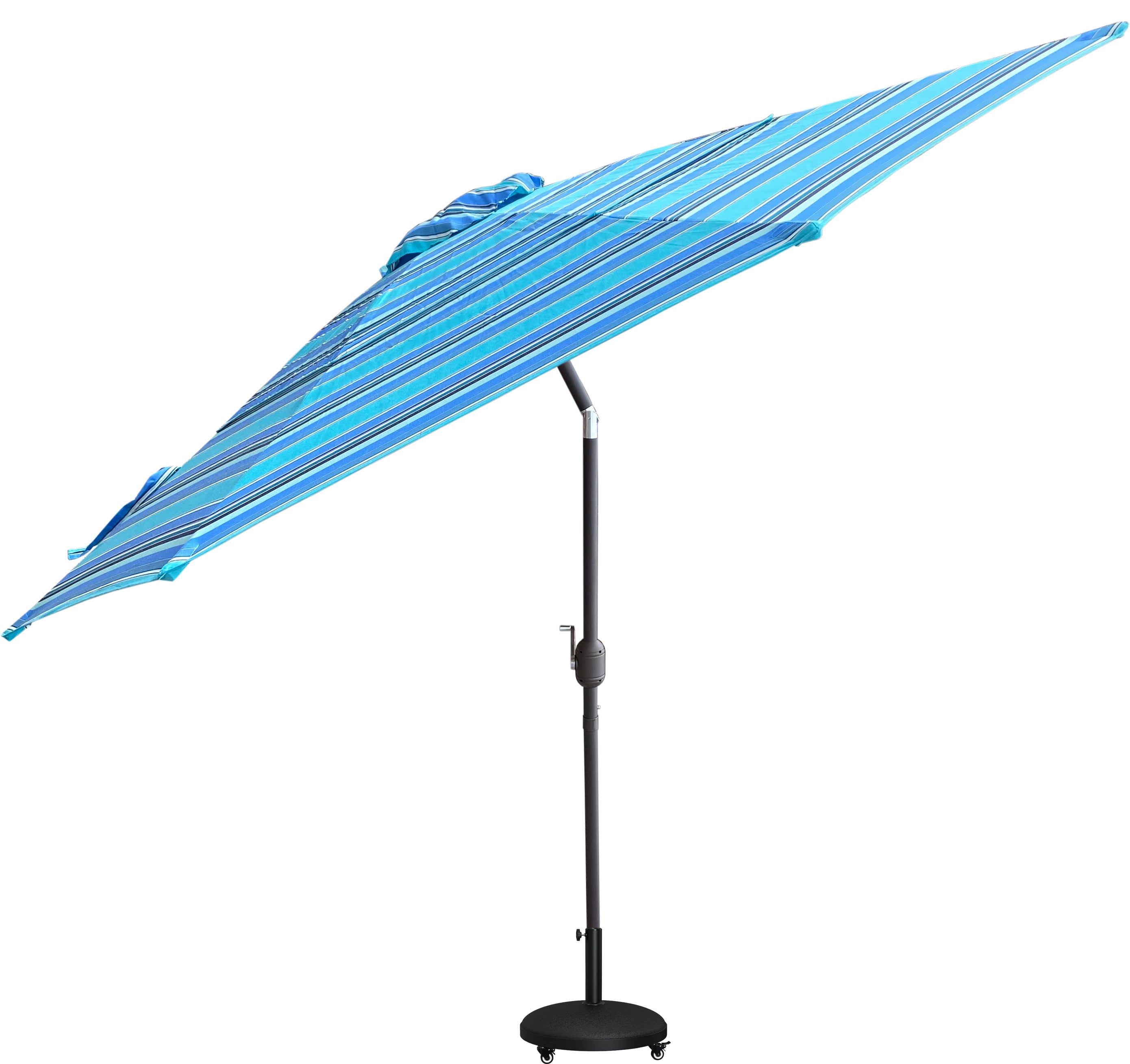 DURAWEATHER POLY® 9'ft Patio Umbrella Push Button Tilt Double Wind Vents Includes Base in Sunbrella Fabrics