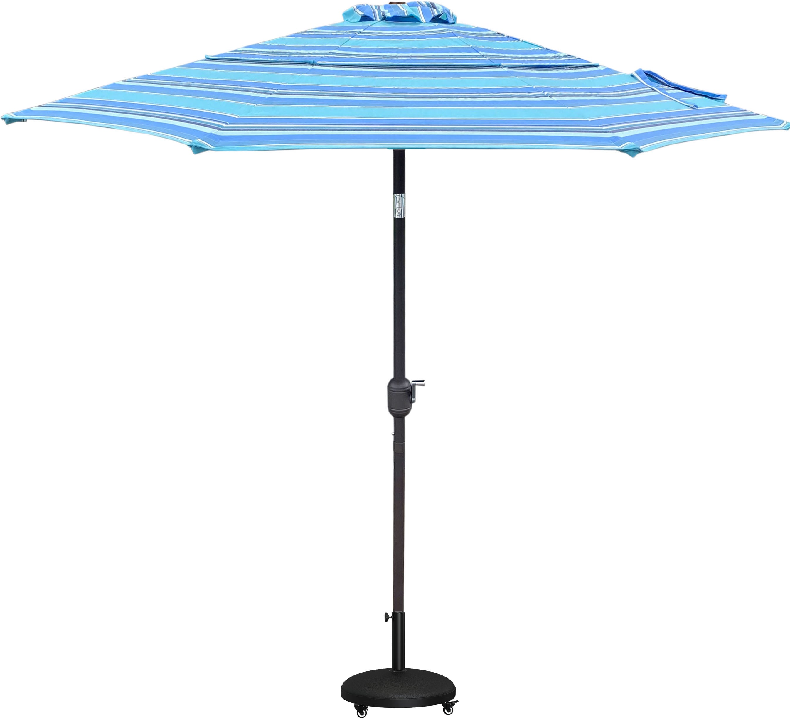 DURAWEATHER POLY® 9'ft Patio Umbrella Push Button Tilt Double Wind Vents Includes Base in Sunbrella Fabrics