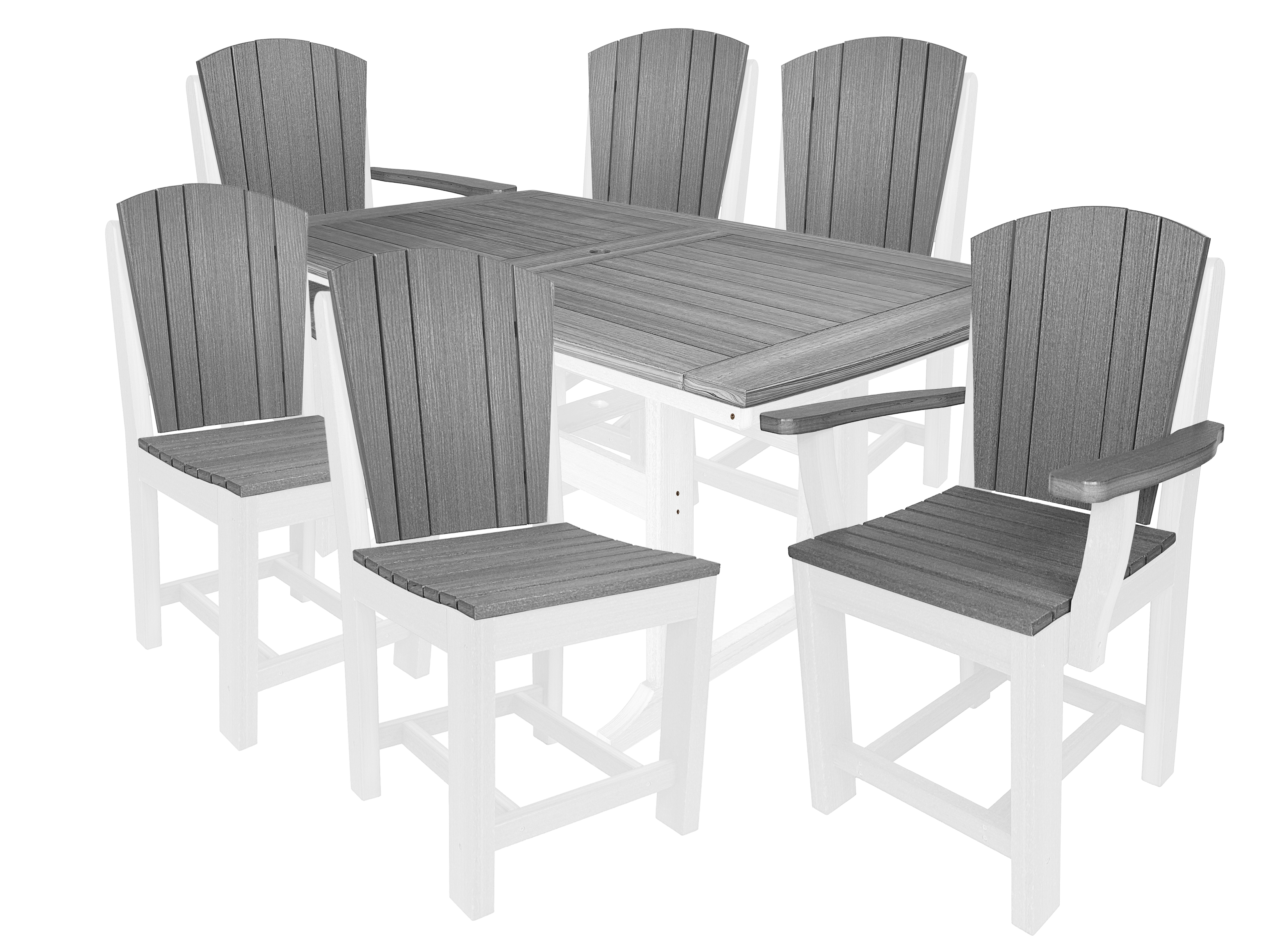 7-Piece Plantation Dining Set With 2 Arm Chairs and 4 Side Chairs