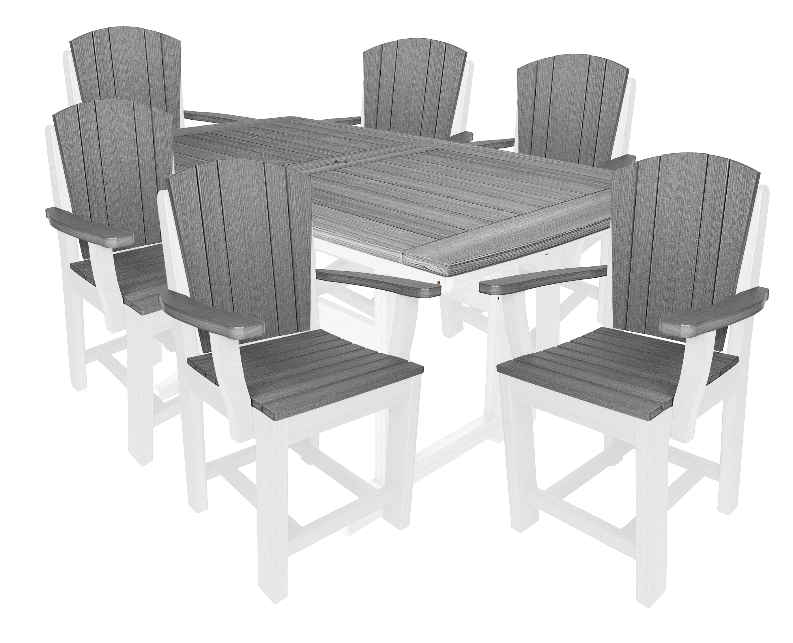 7-Piece Plantation Dining Set With 6 Arm Chairs