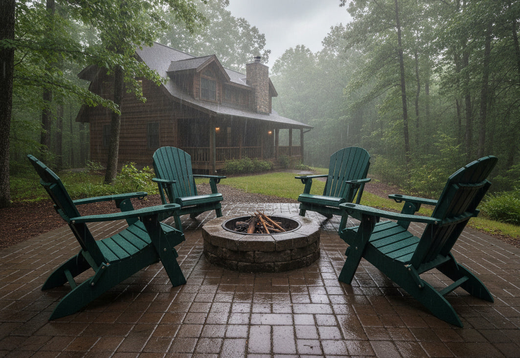 Set of 4 Folding Adirondack Chairs With Built-in Cup Holders King Size