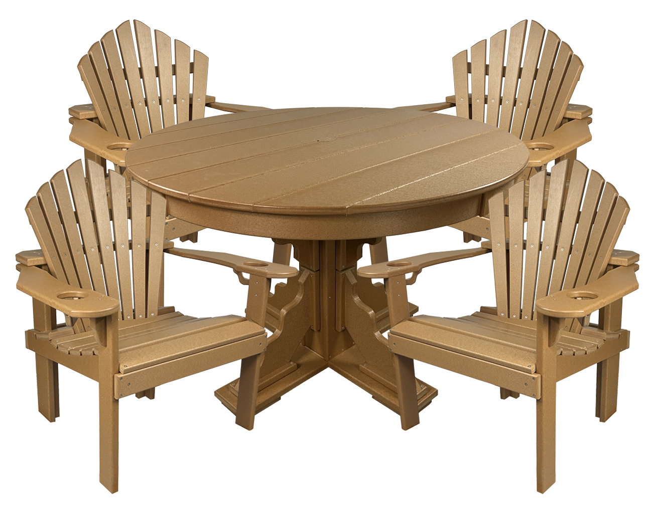 5-Piece 44”rd. Bridgewater Dining Set With Built In Cupholders