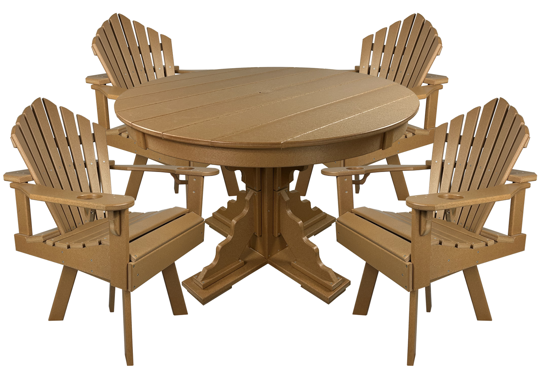 5-Piece 44”rd. Bridgewater Swivel Dining Set With Built In Cupholders