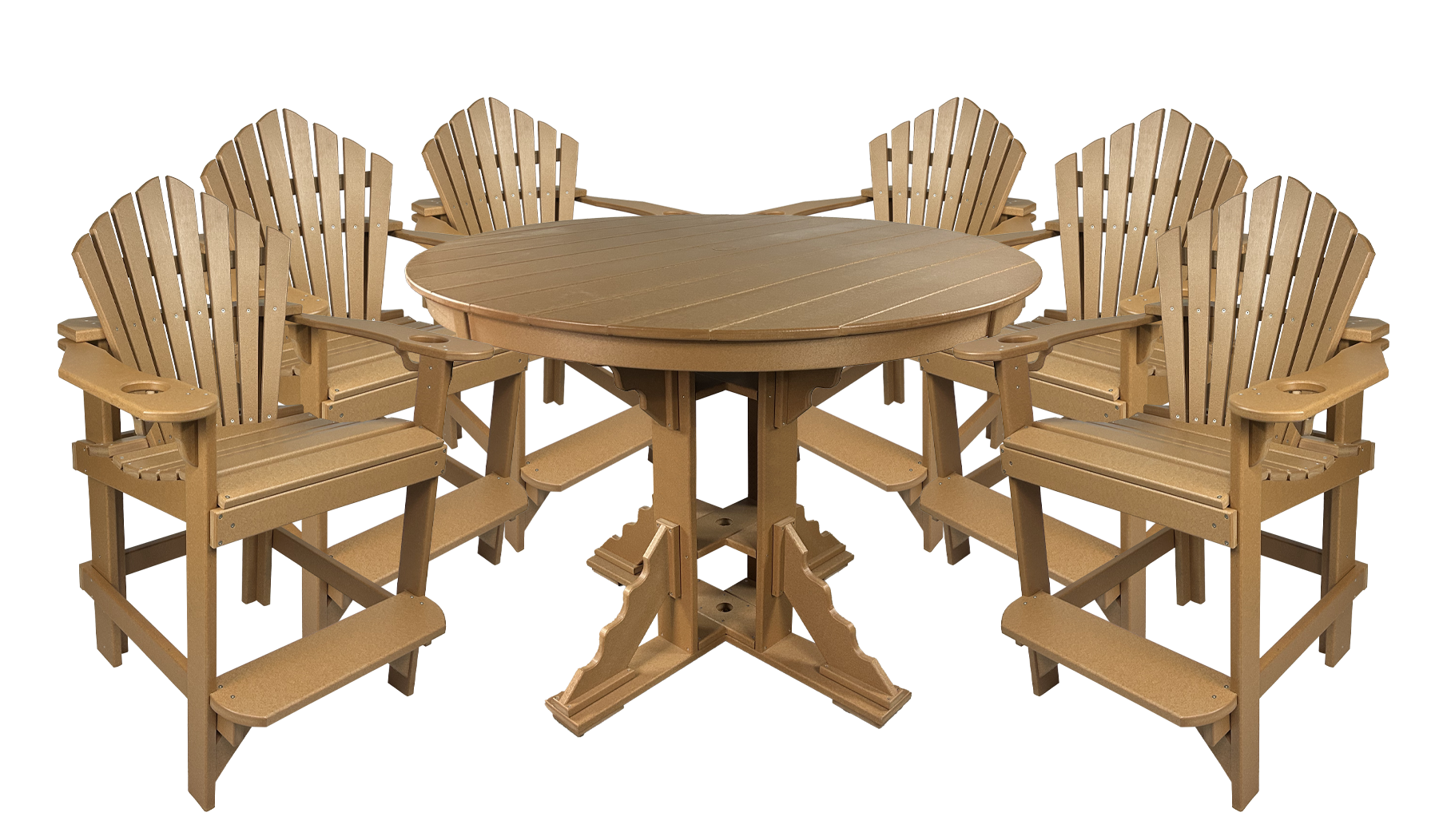 7-Piece 60”rd. Bridgewater Counter Set With Built In Cupholders