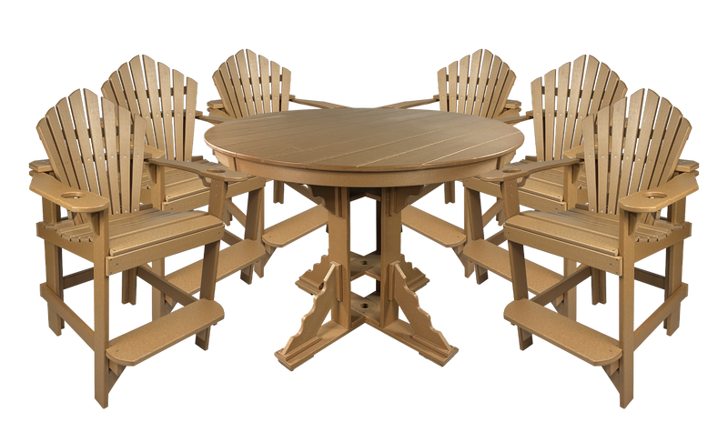 7-Piece 60”rd. Bridgewater Counter Set With Built In Cupholders