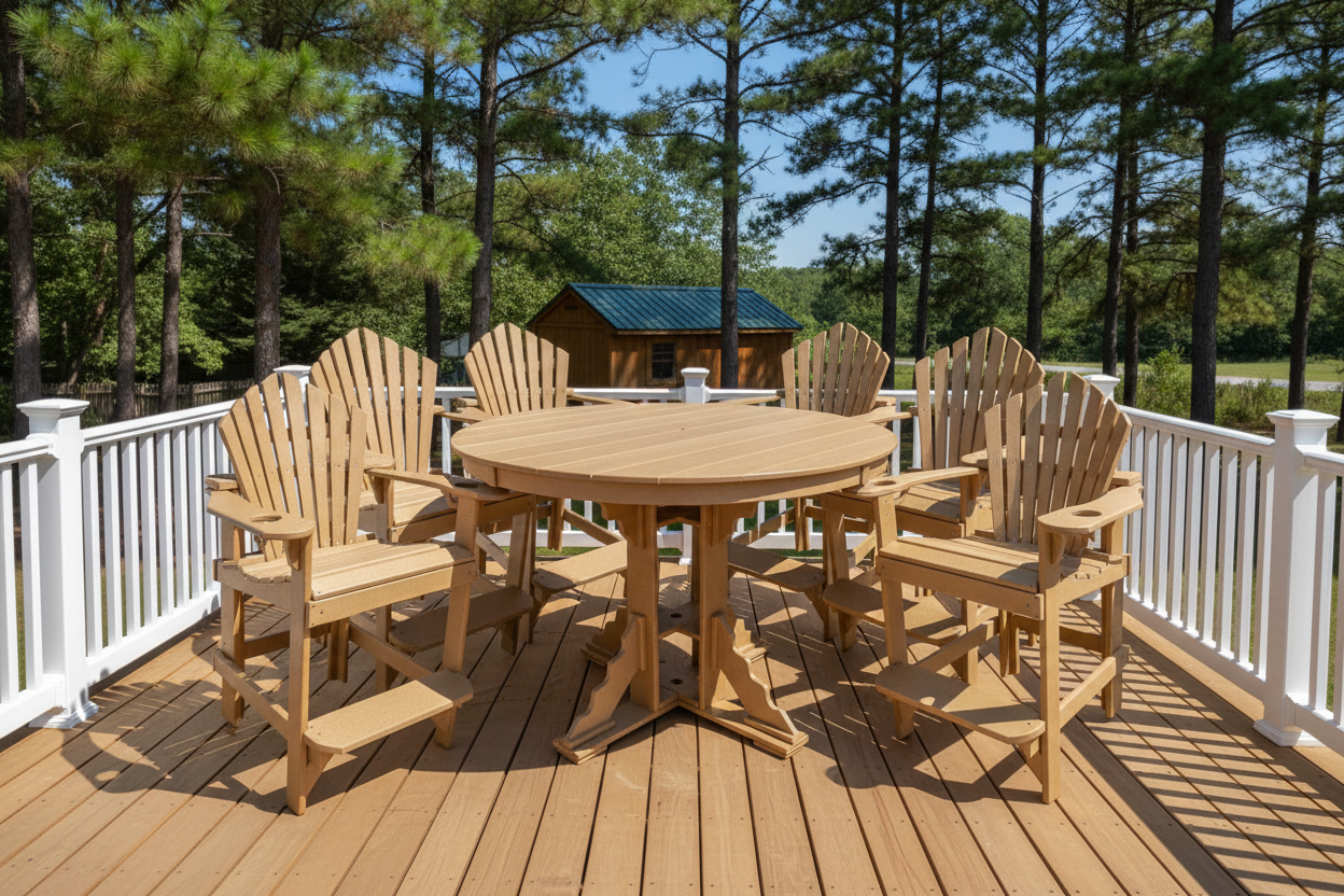 7-Piece 60”rd. Bridgewater Counter Set With Built In Cupholders