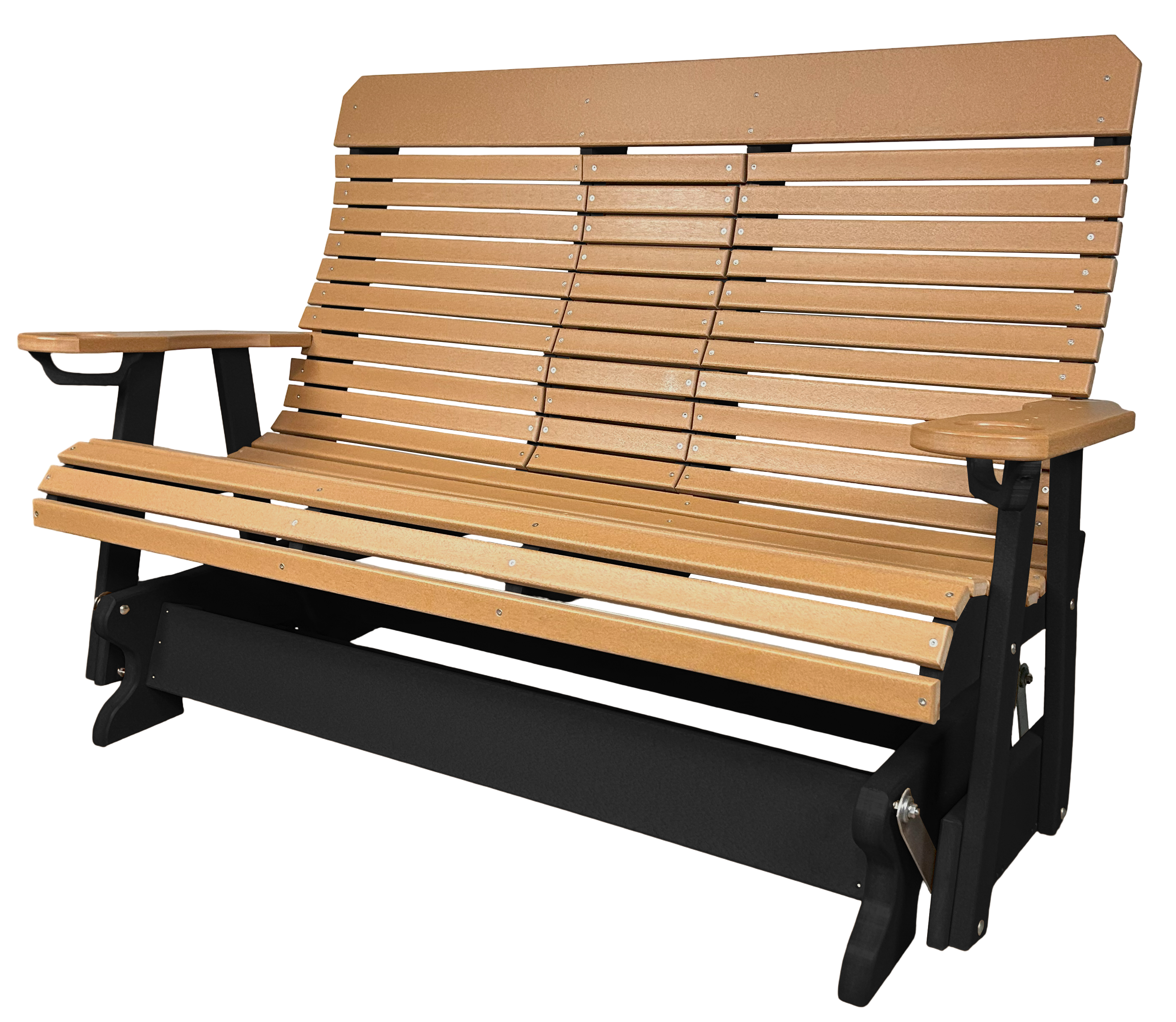 5’ft Rolled Back Loveseat Glider With Fold Down Console