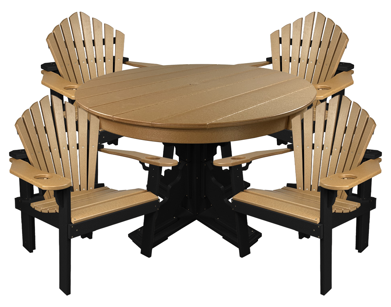 5-Piece 44”rd. Bridgewater Dining Set With Built In Cupholders