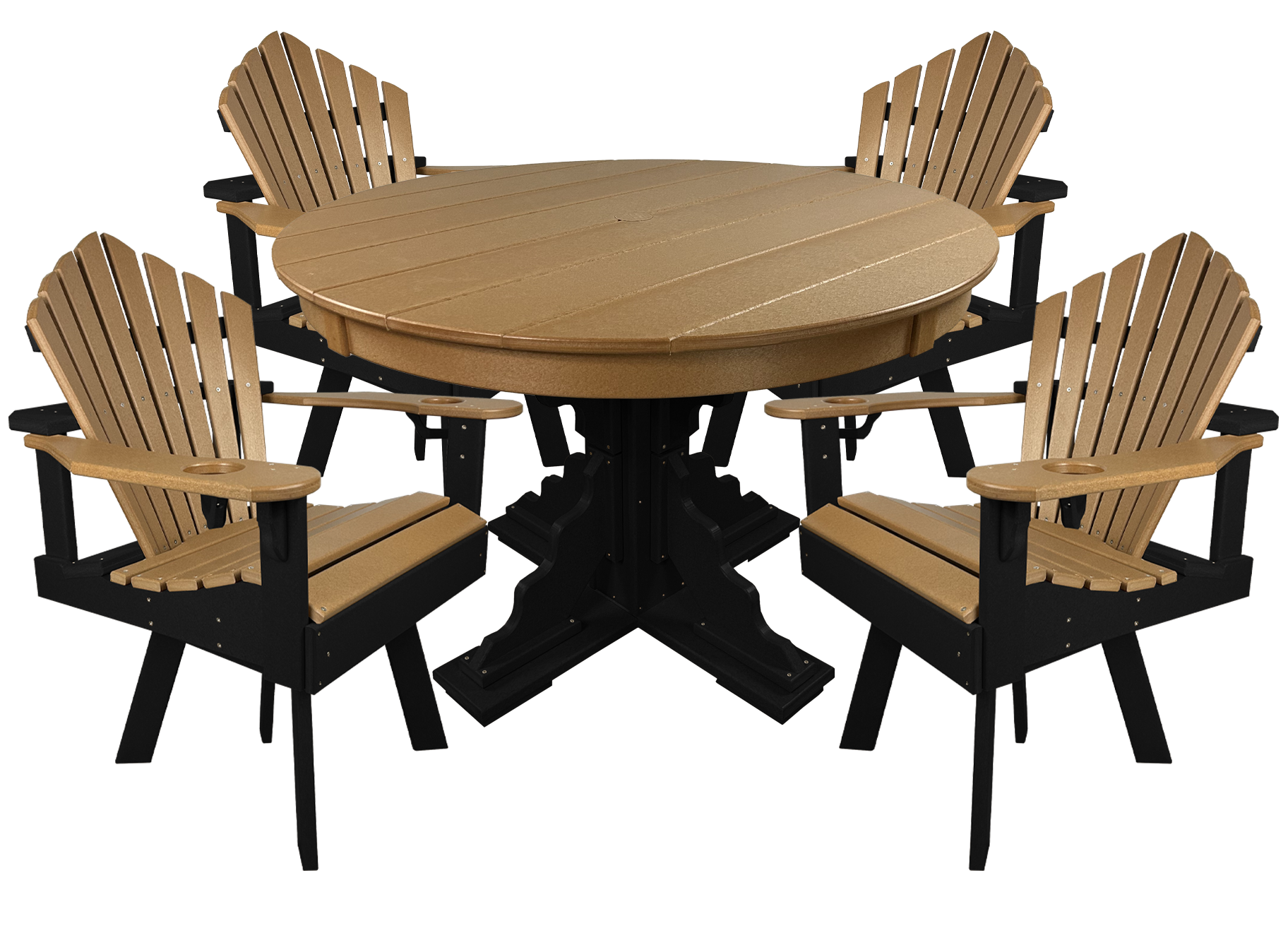 5-Piece 44”rd. Bridgewater Swivel Dining Set With Built In Cupholders