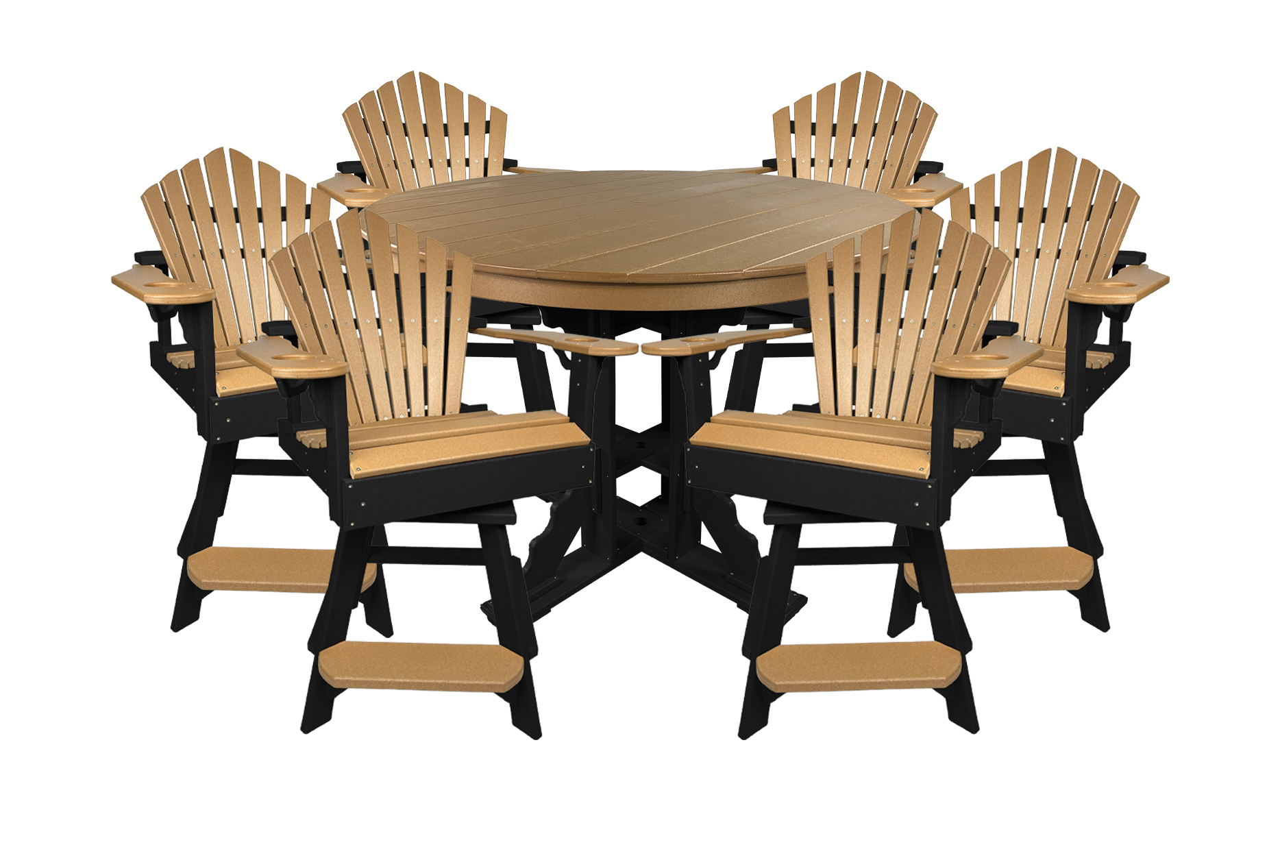 7-Piece 60”rd. Bridgewater Counter Swivels With Built In Cupholders Set