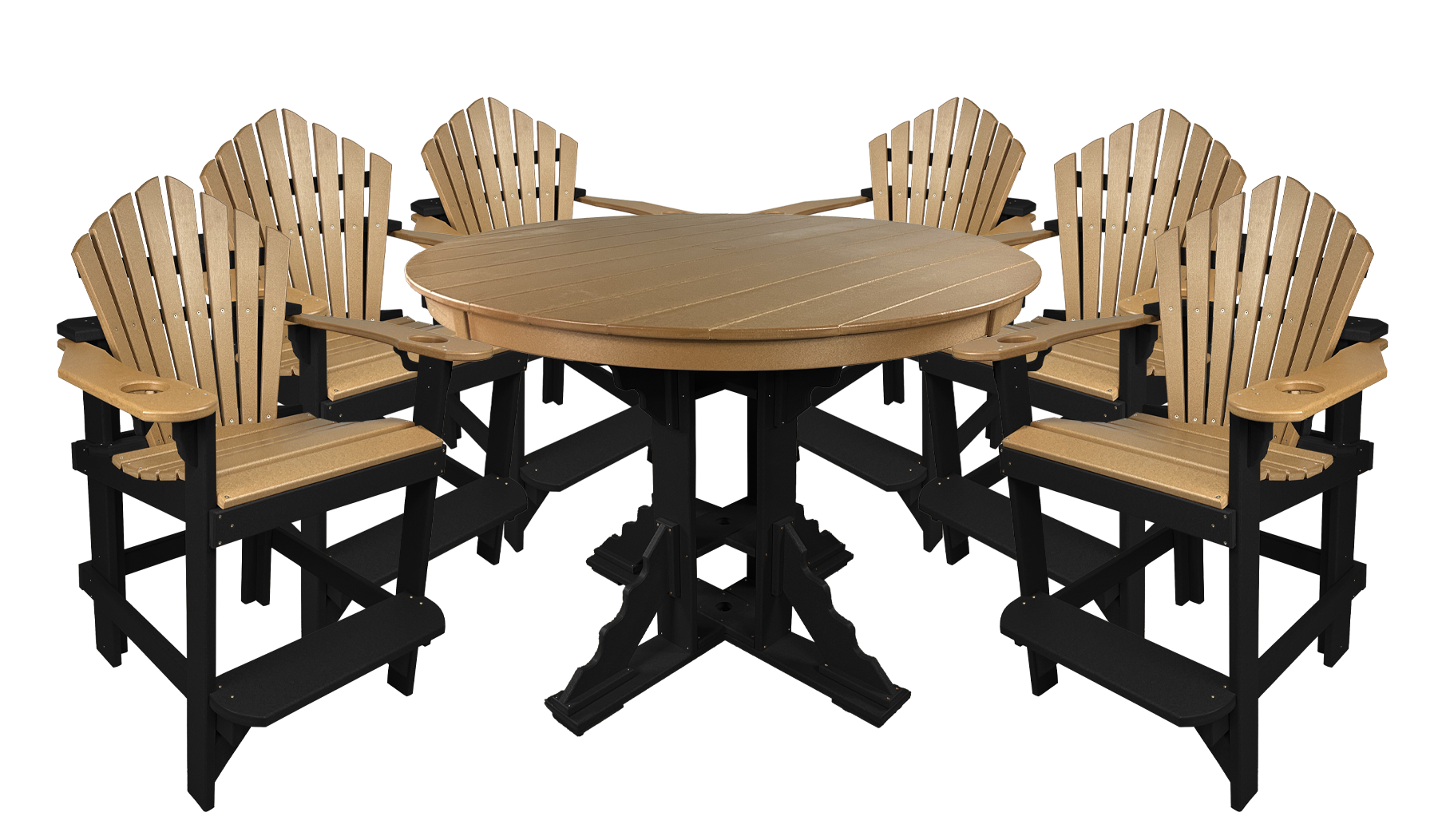 7-Piece 60”rd. Bridgewater Counter Set With Built In Cupholders