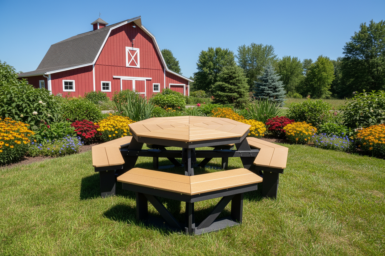 8-Person Hillside Octagon Table With Umbrella Hole & Plug