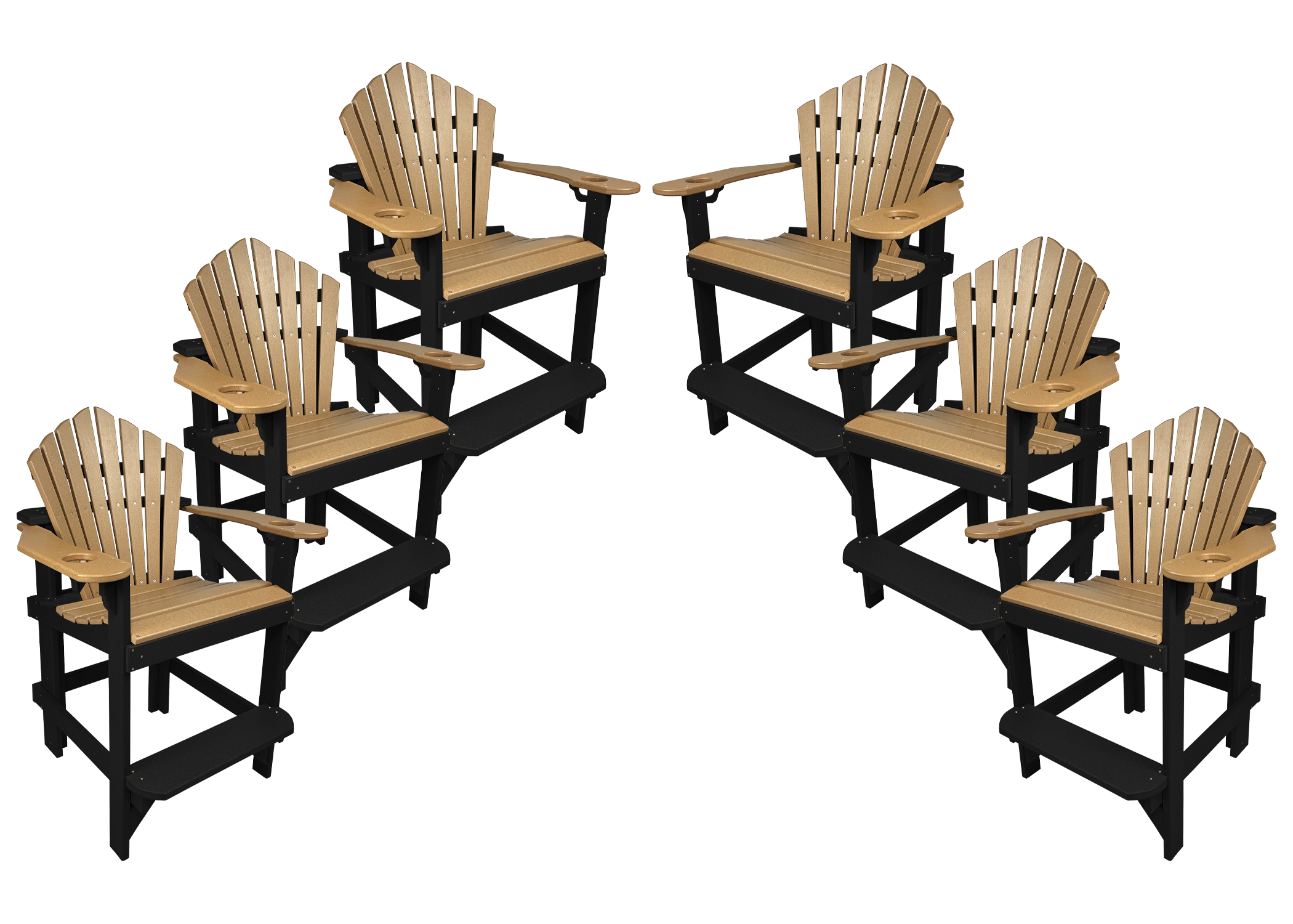 Set of 6 - Bridgewater Counter Chairs With Built In Cupholders