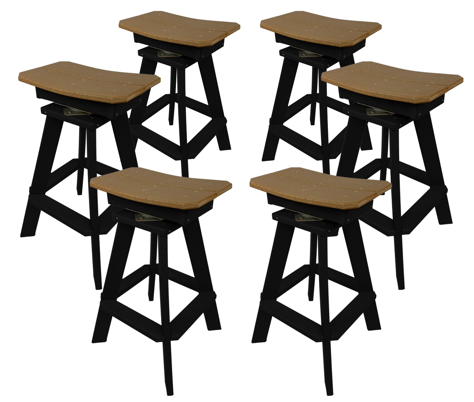Set of 6 - Swivel Saddle Bar Stools