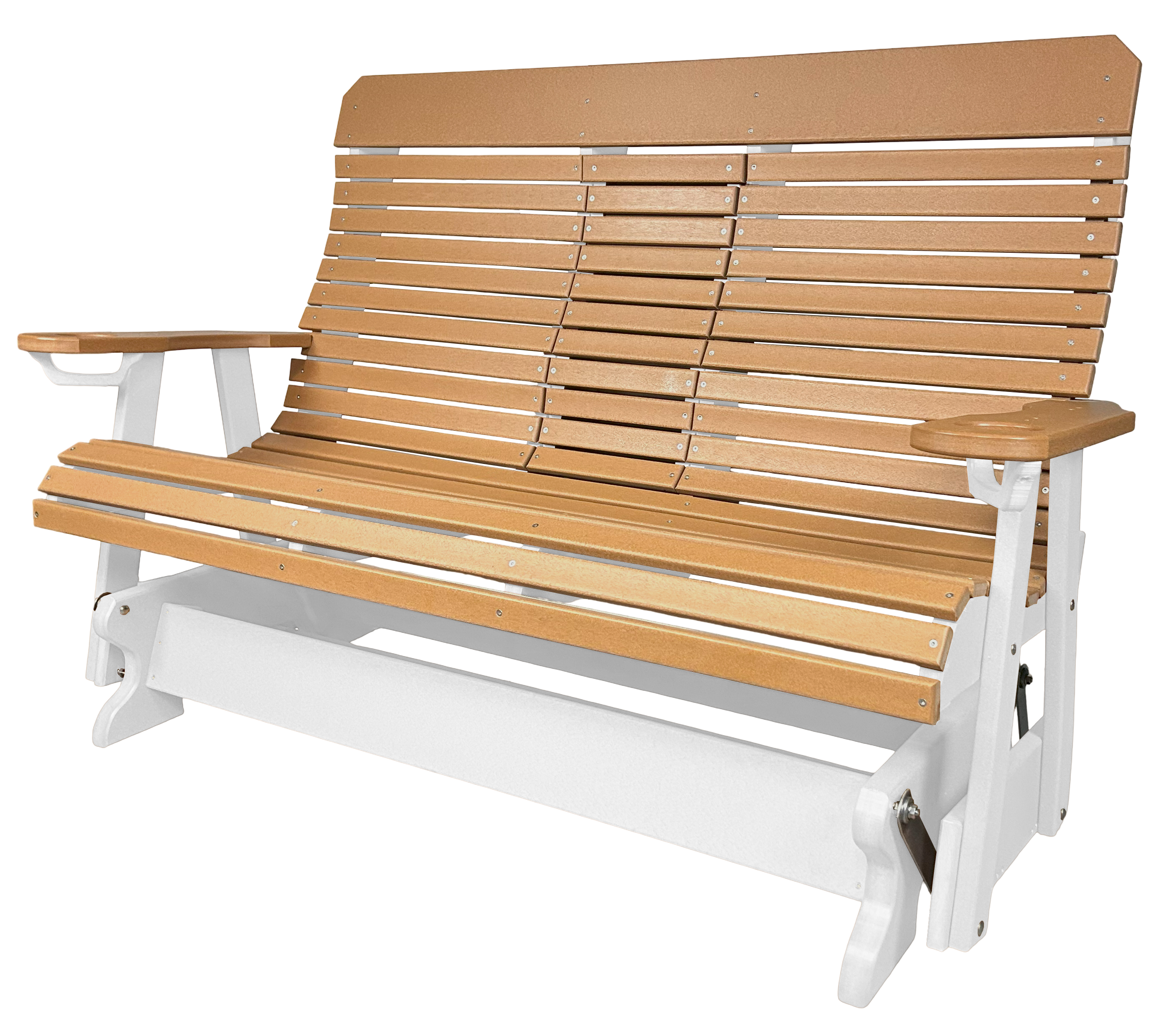 5’ft Rolled Back Loveseat Glider With Fold Down Console