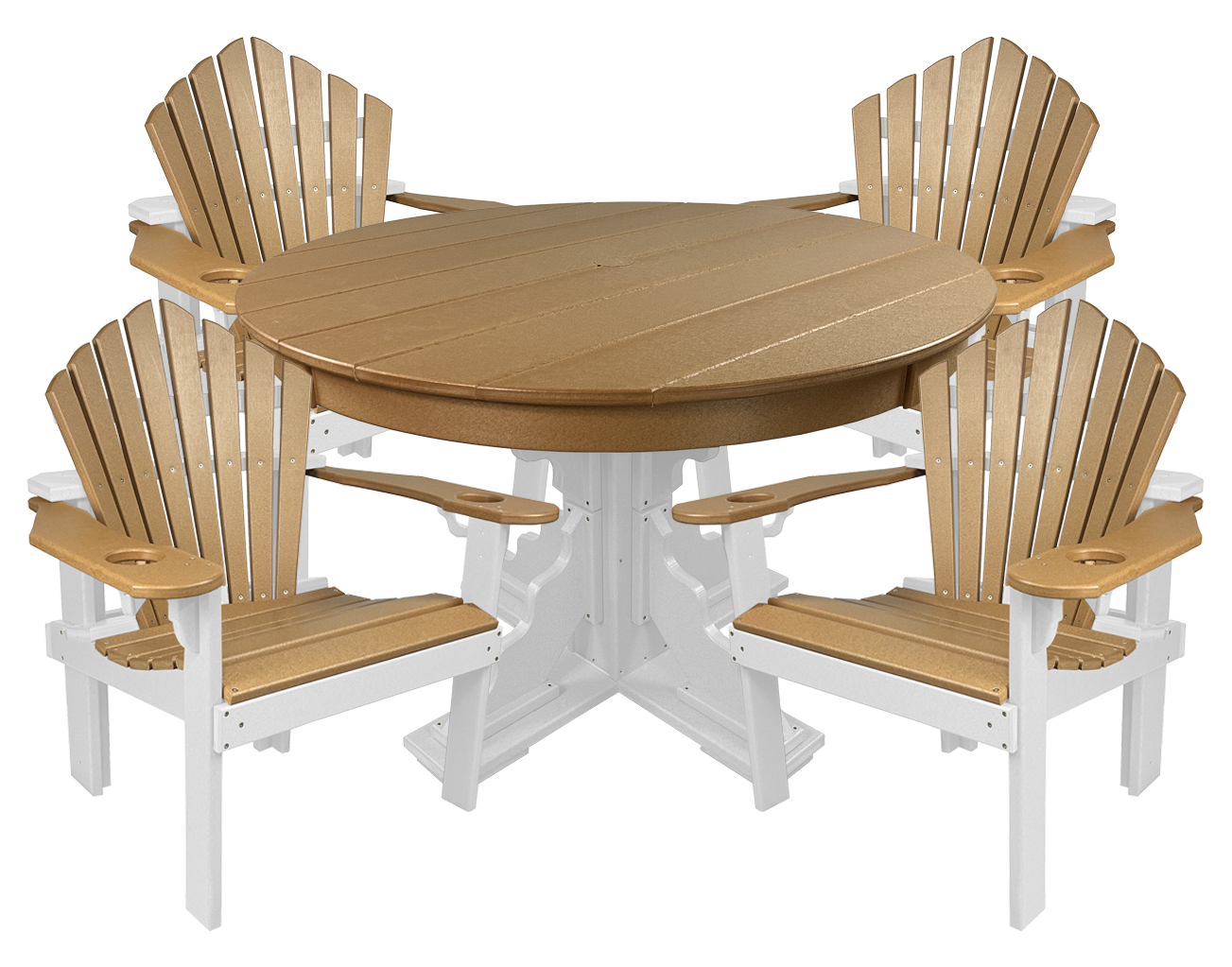 5-Piece 44”rd. Bridgewater Dining Set With Built In Cupholders