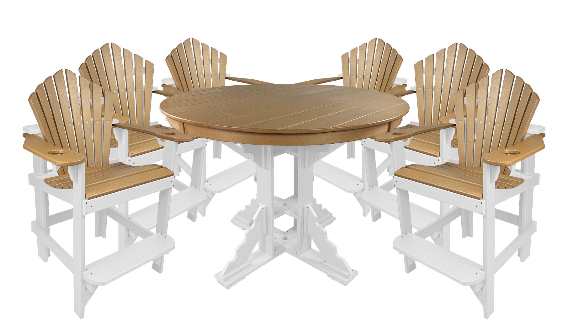 7-Piece 60”rd. Bridgewater Counter Set With Built In Cupholders