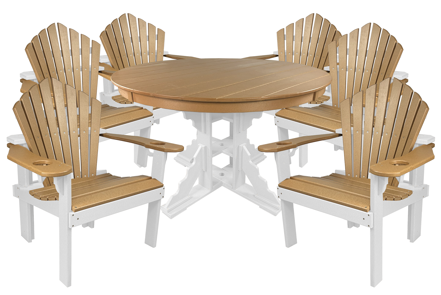 7-Piece 60”rd. Bridgewater Dining Set With Built In Cupholders